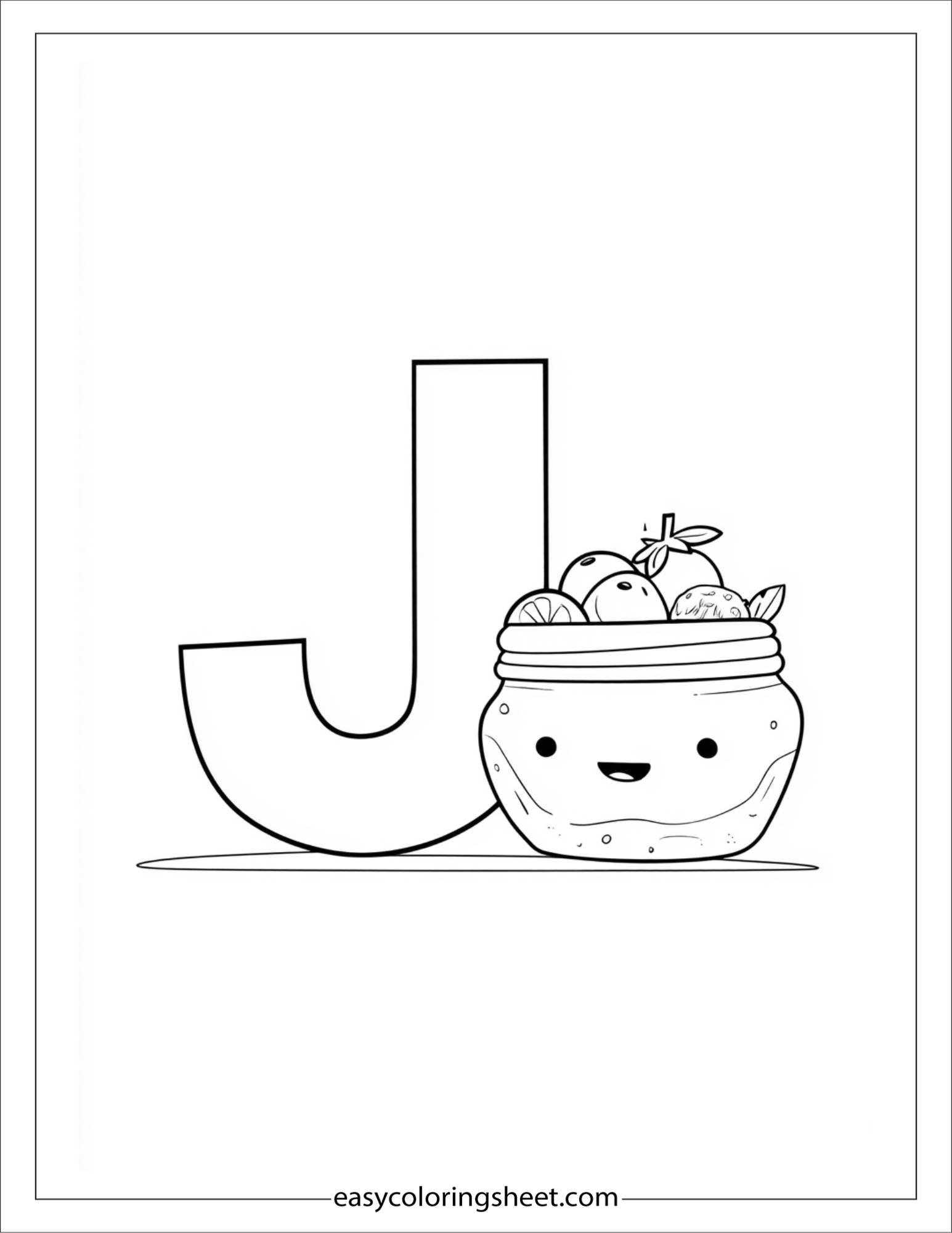 alphabet J jam coloring page