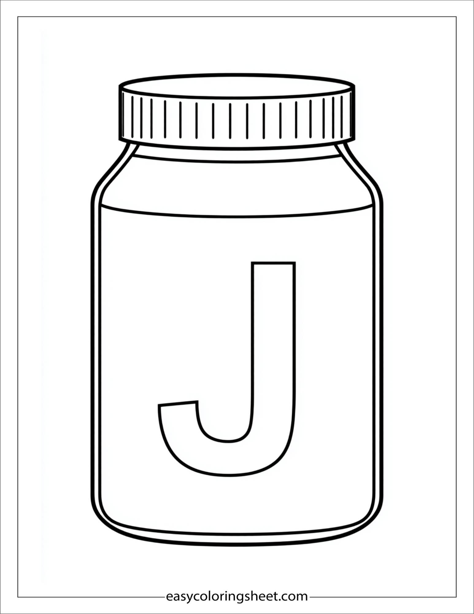 alphabet J jar coloring page