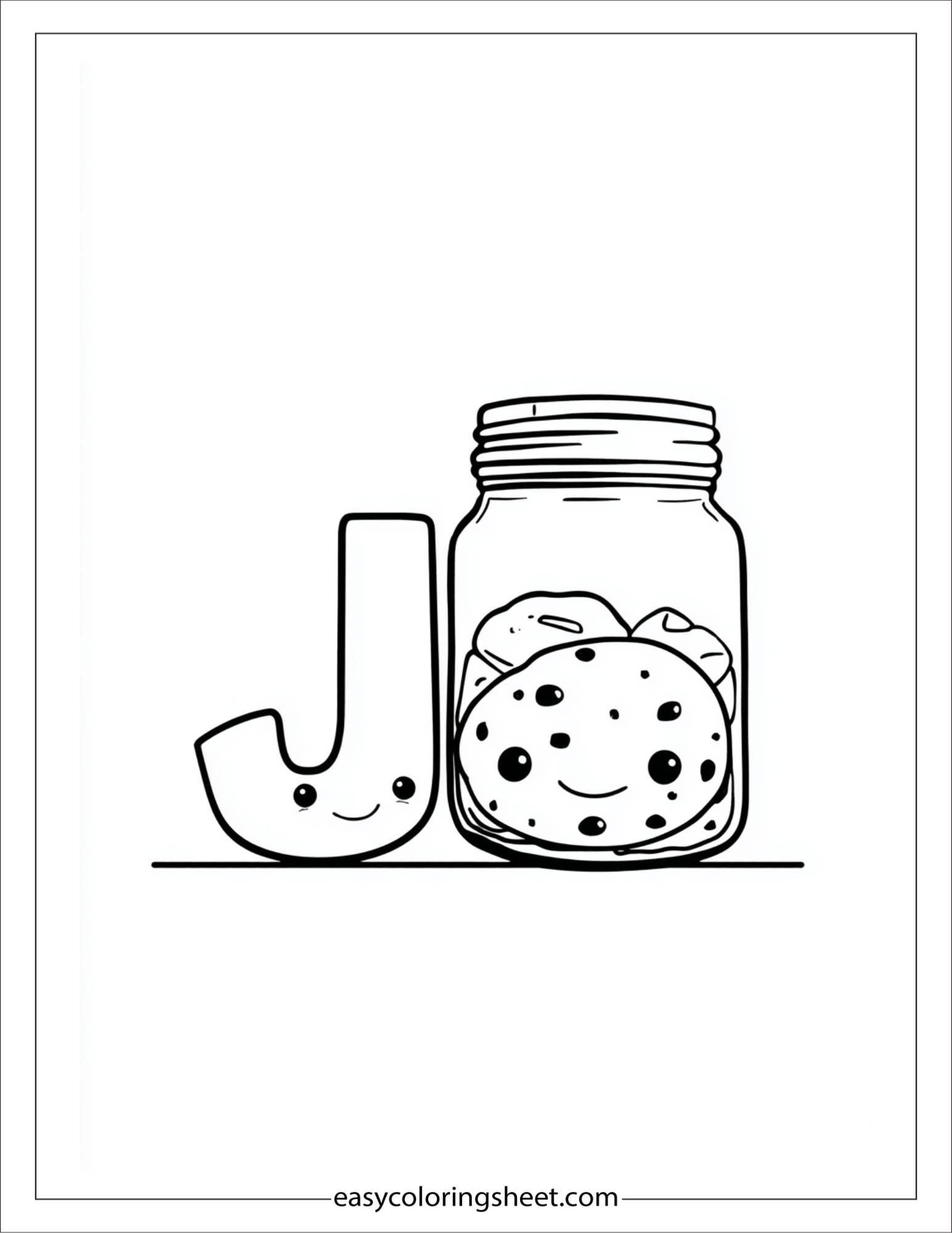 alphabet J jar cookies coloring page