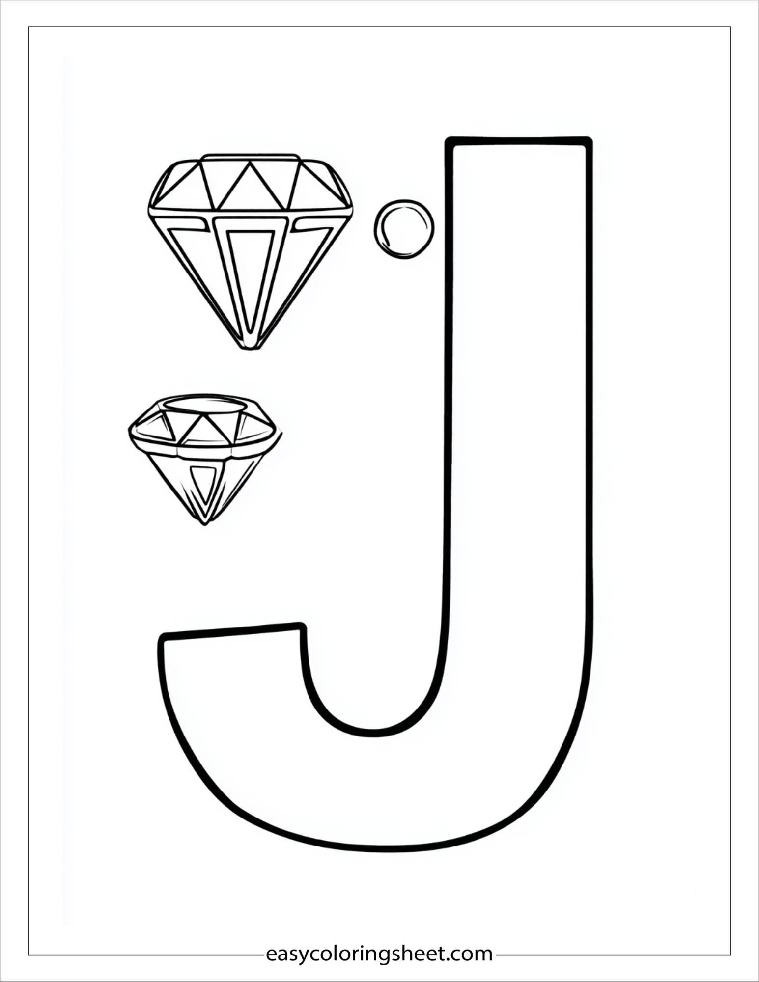 alphabet J jewels coloring page