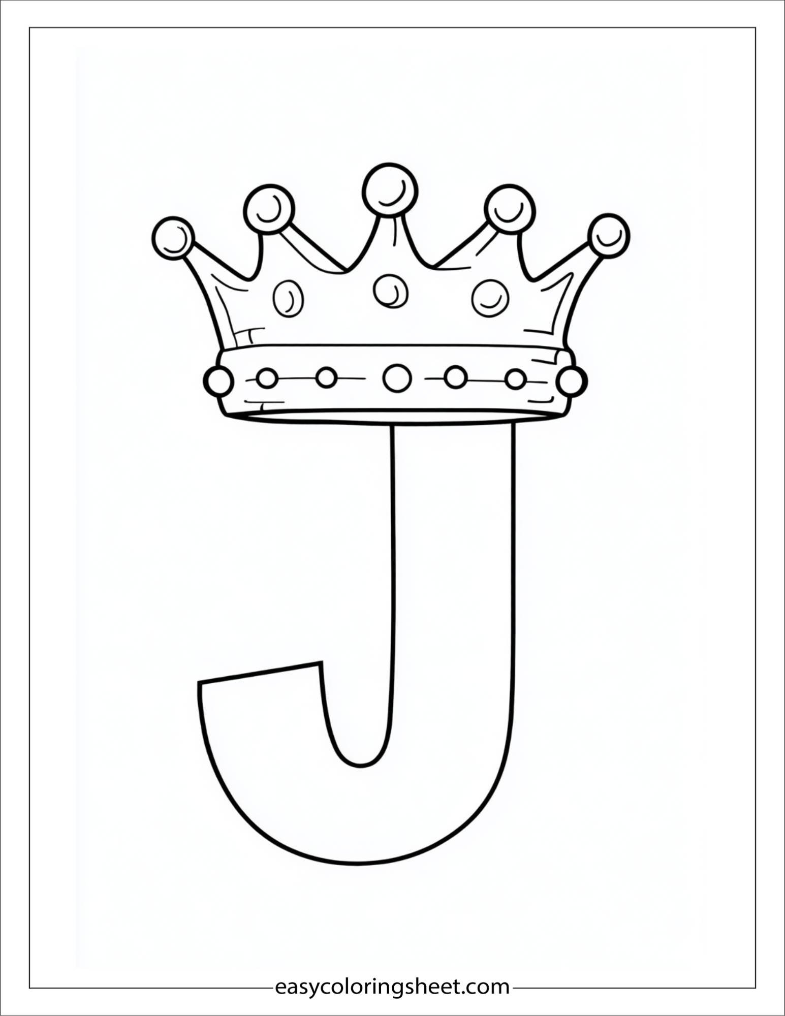 alphabet J jewels crown coloring page