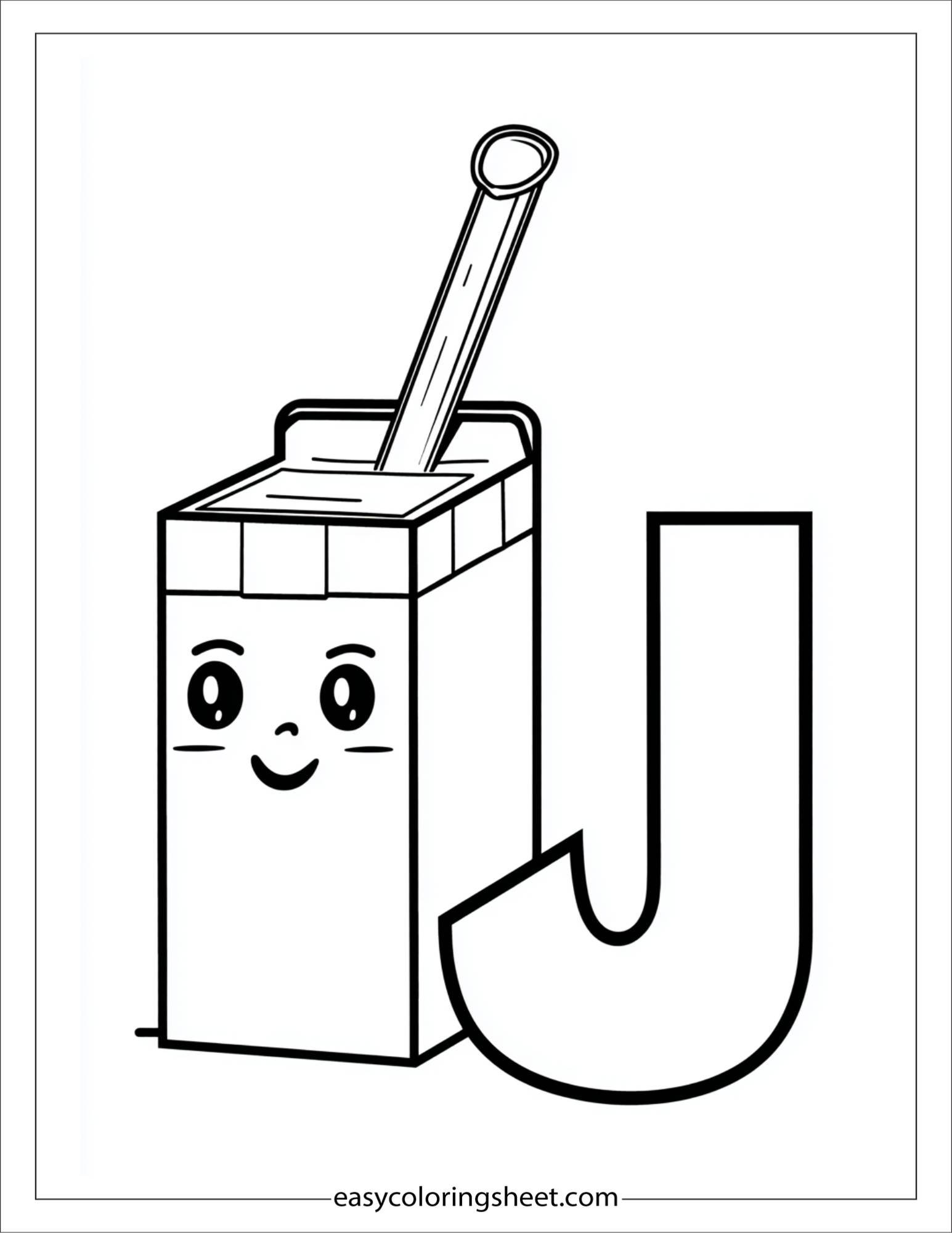 alphabet J juice box coloring page
