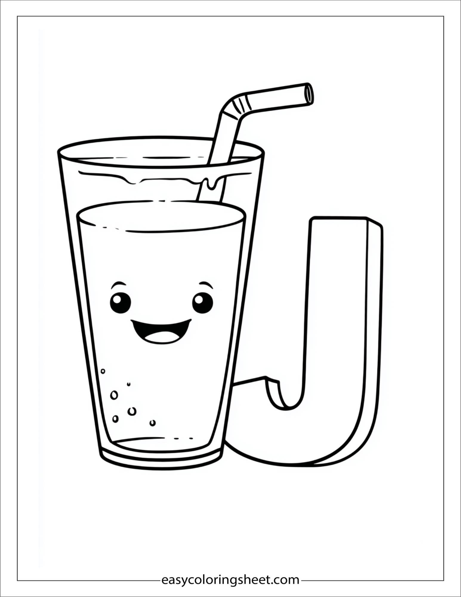 alphabet J juice glass coloring page