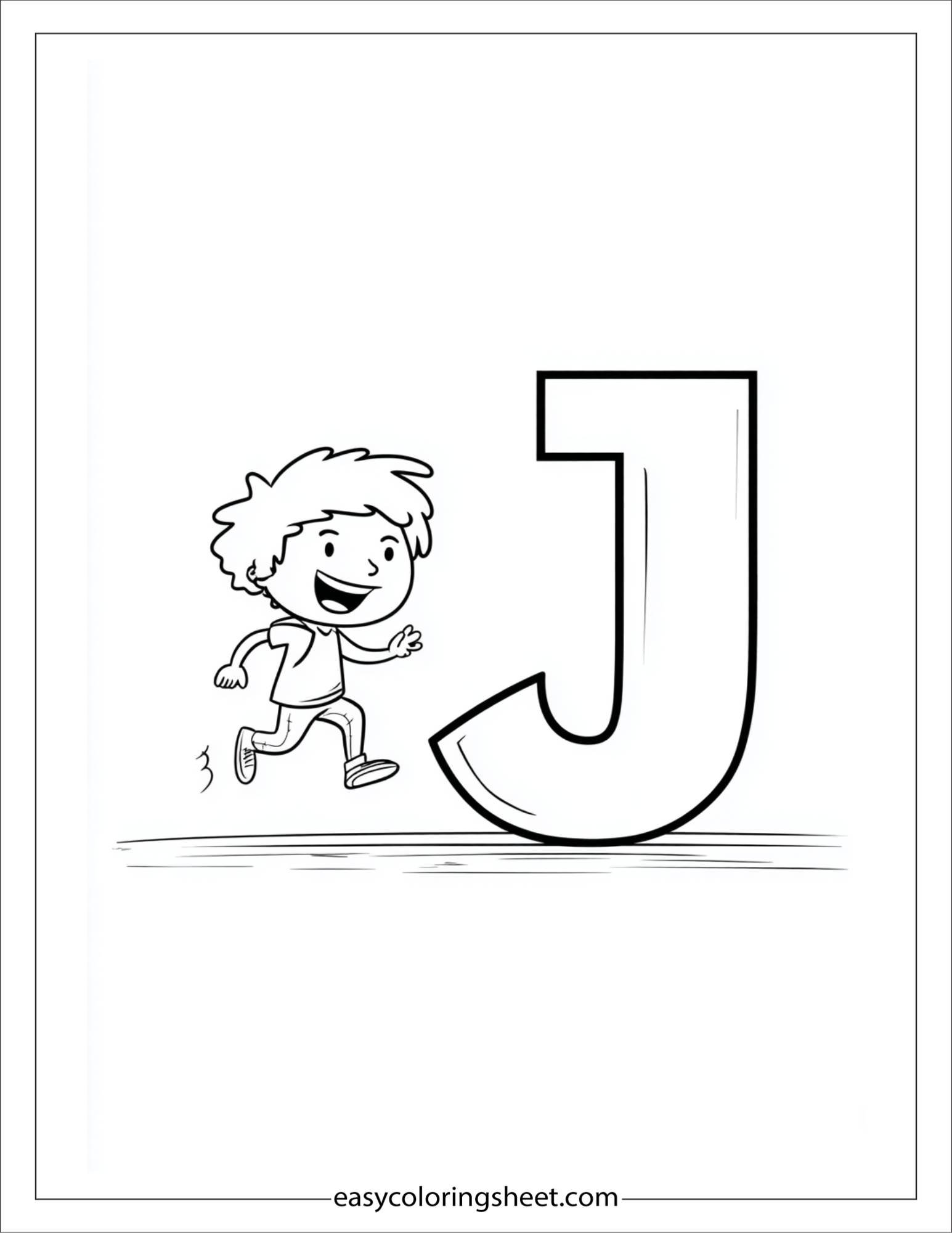 alphabet J jump coloring page