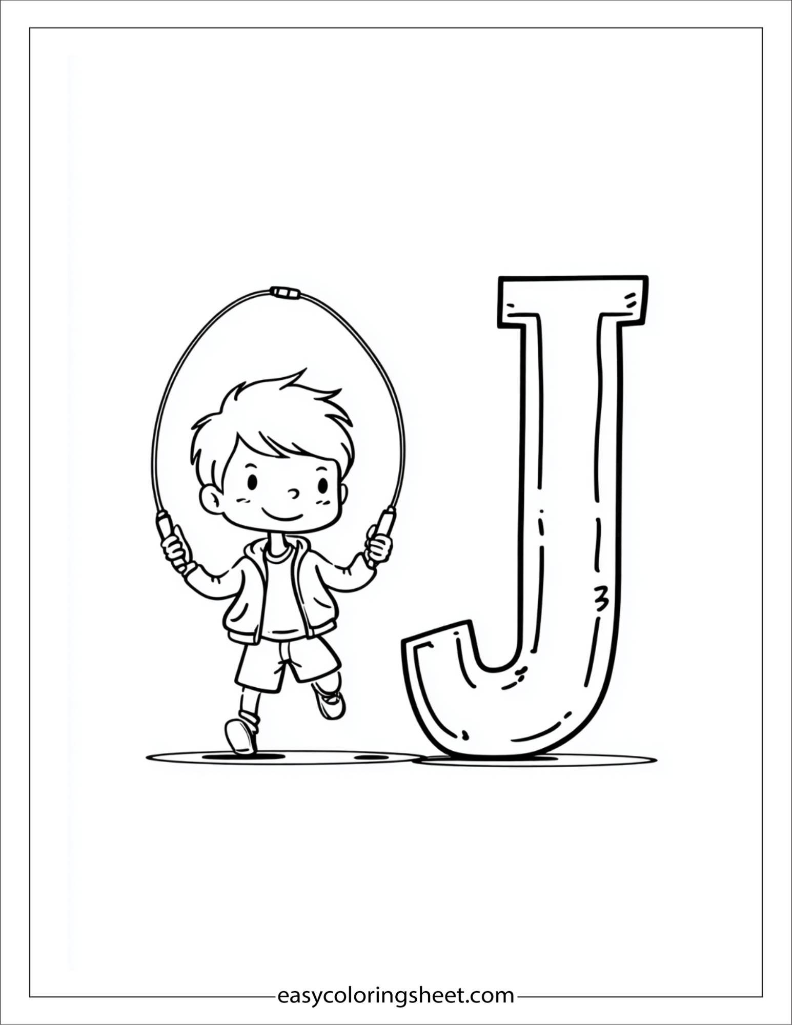alphabet J jump rope coloring page