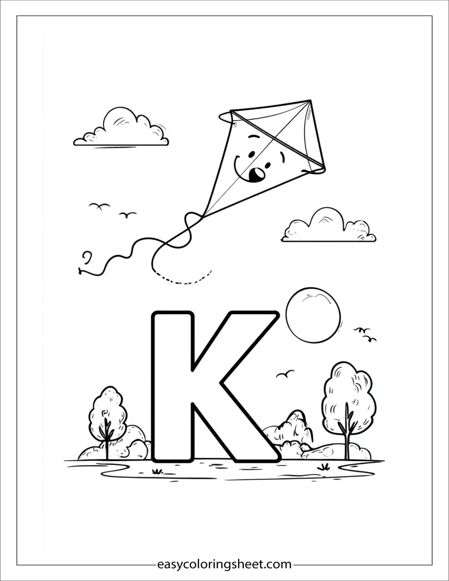 alphabet K coloring page