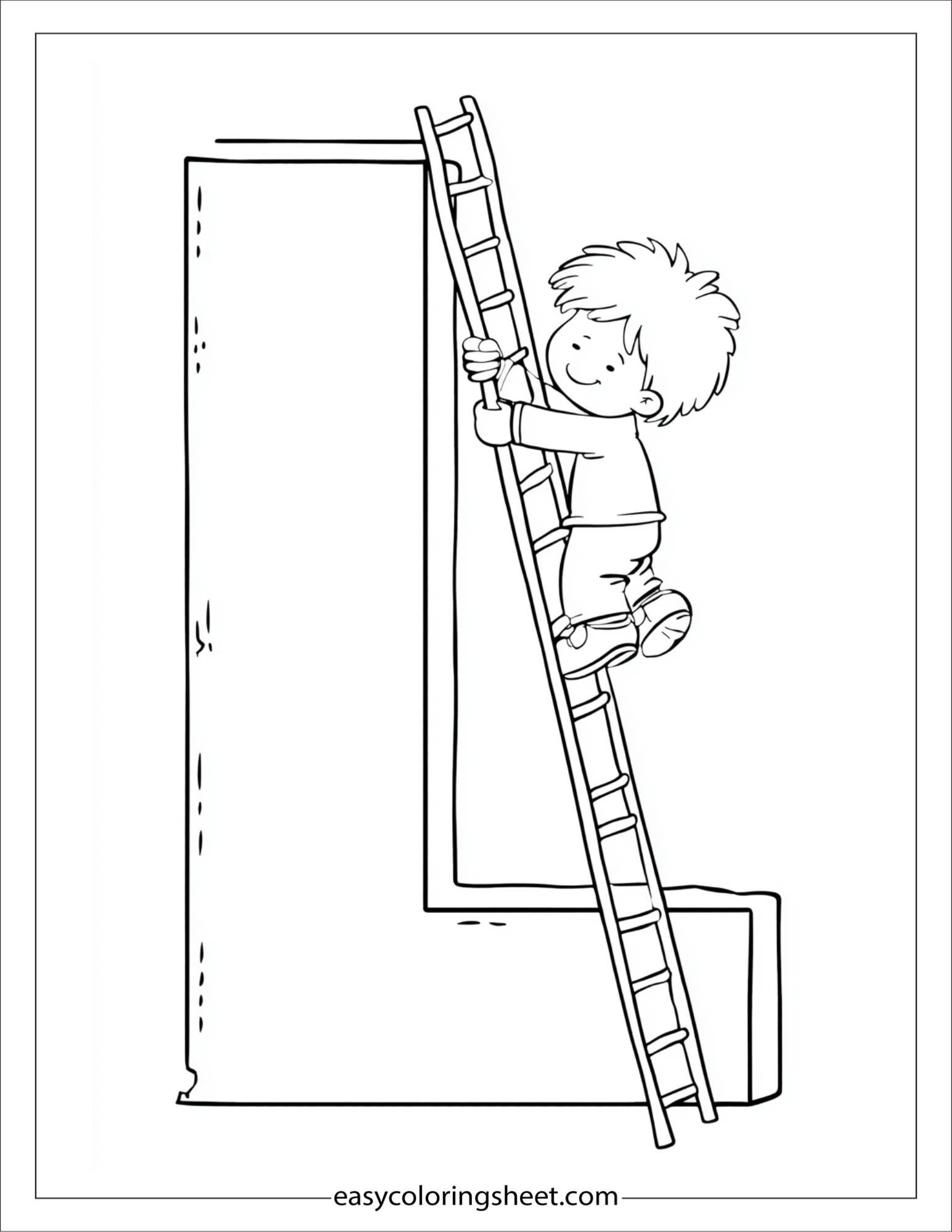 alphabet L ladder climb coloring page