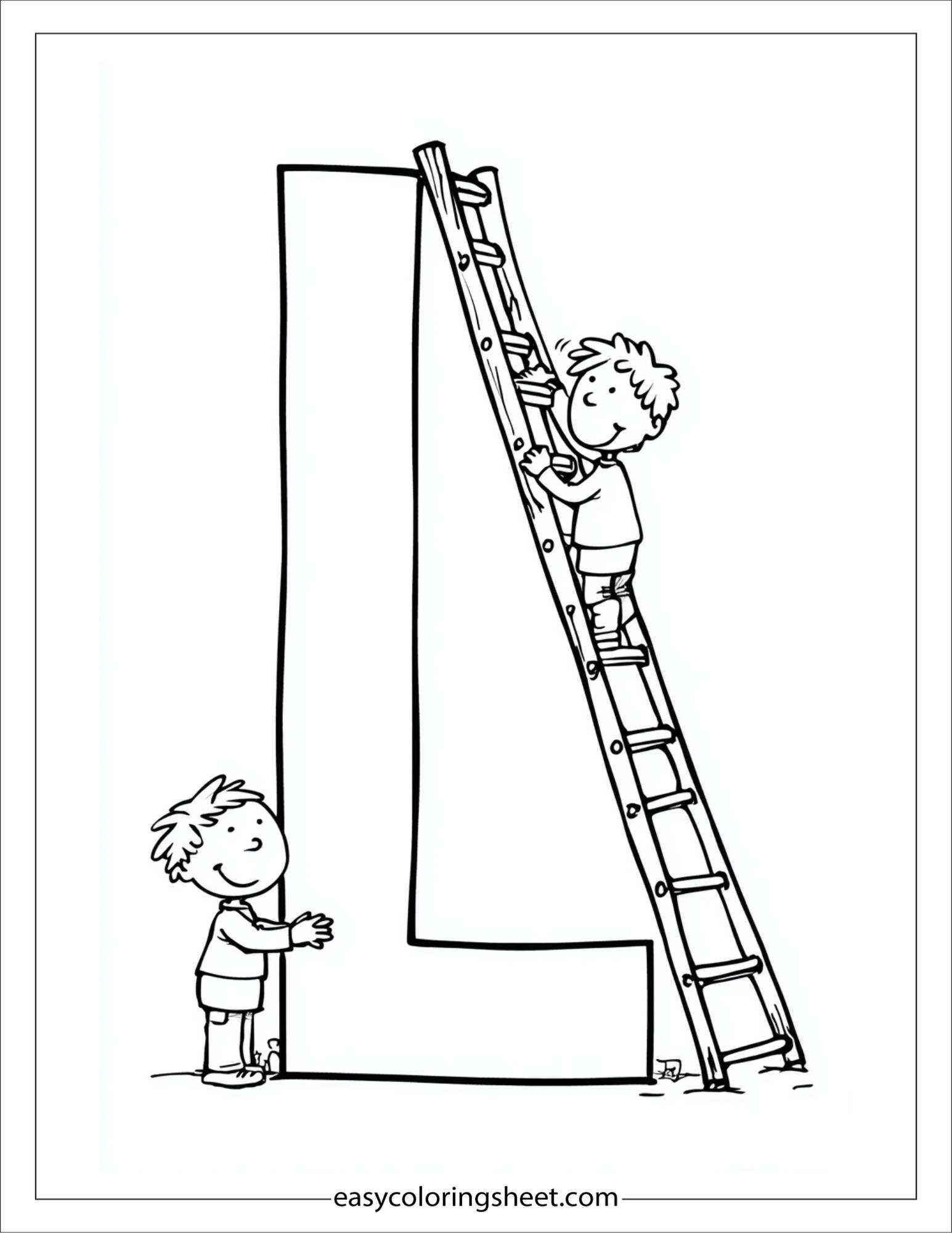 alphabet L ladder coloring page