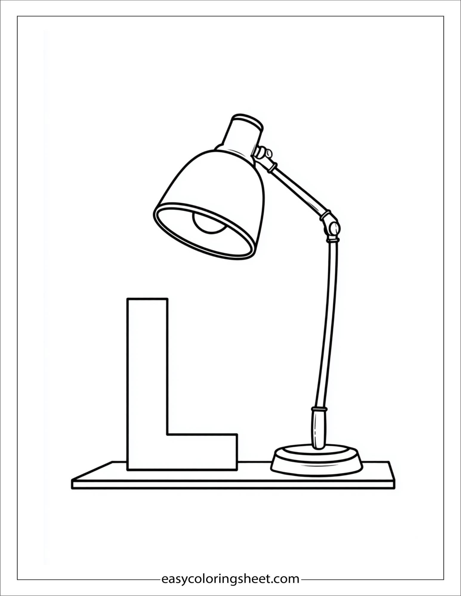 alphabet L lamp coloring page