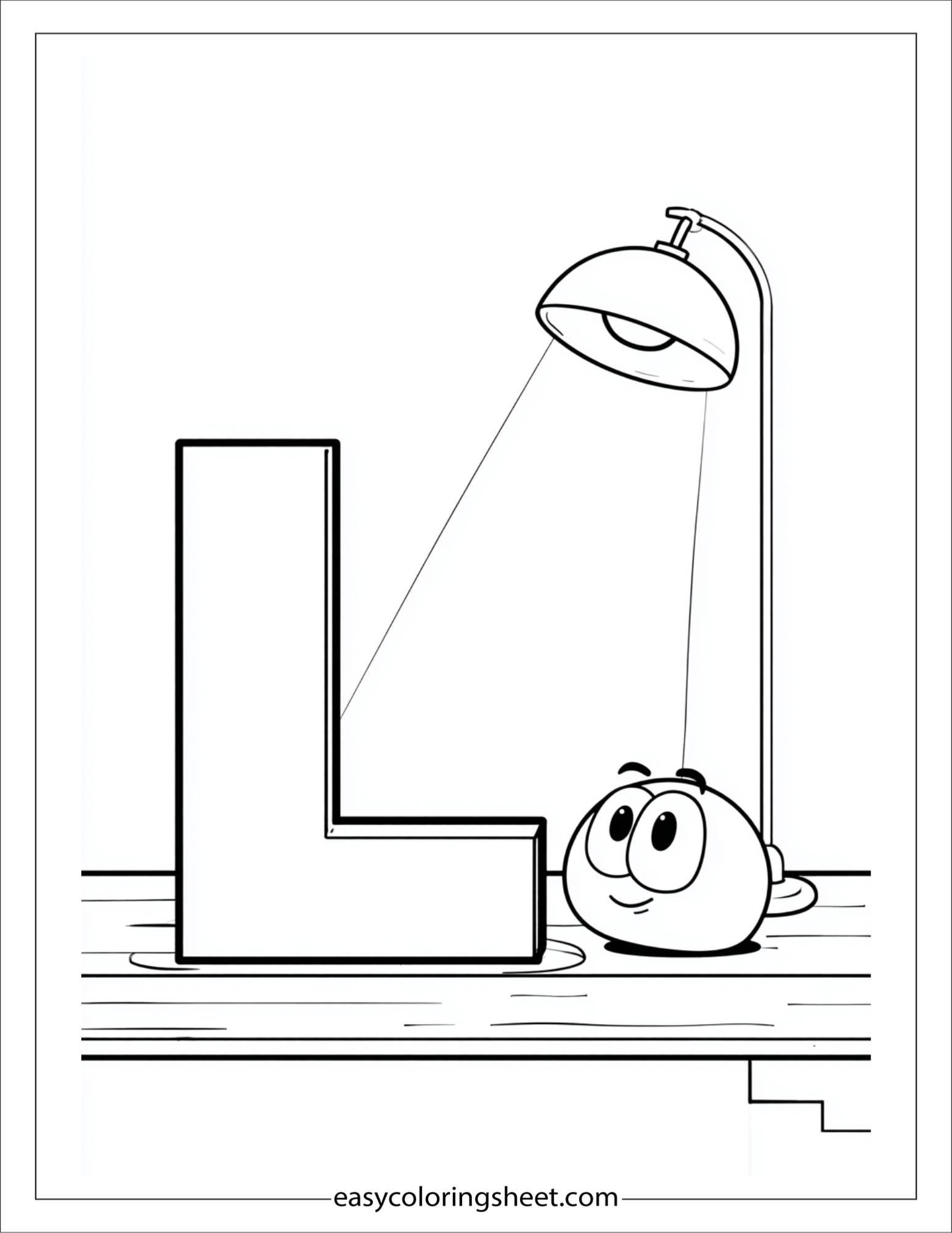 alphabet L lamp light coloring page