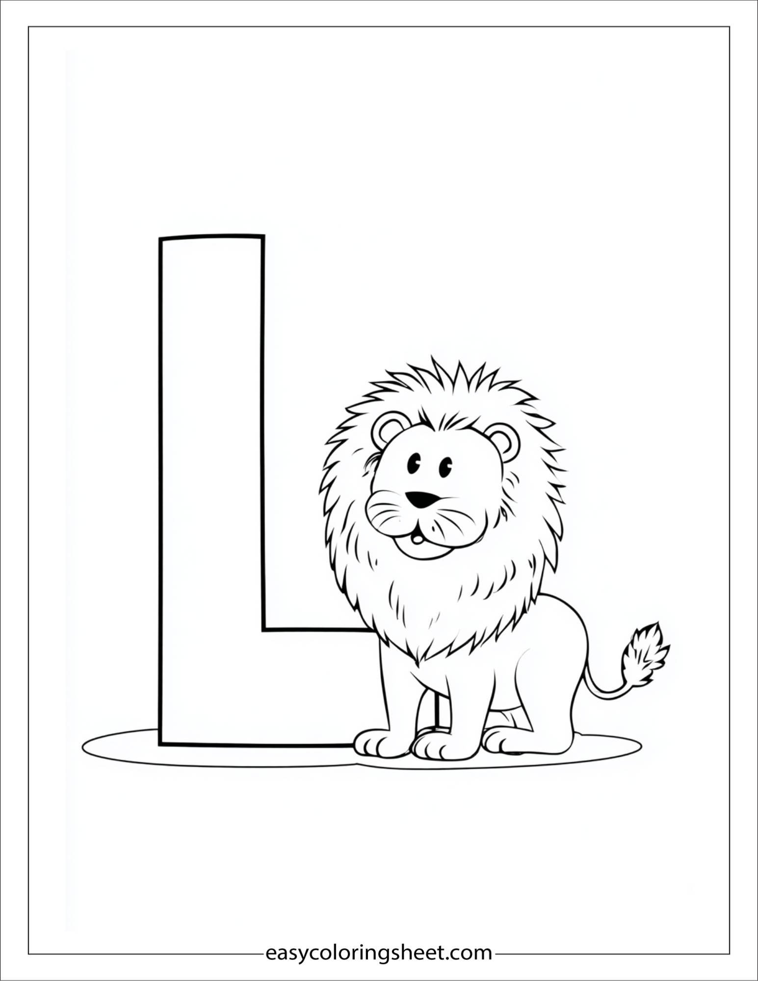 alphabet L lion coloring page