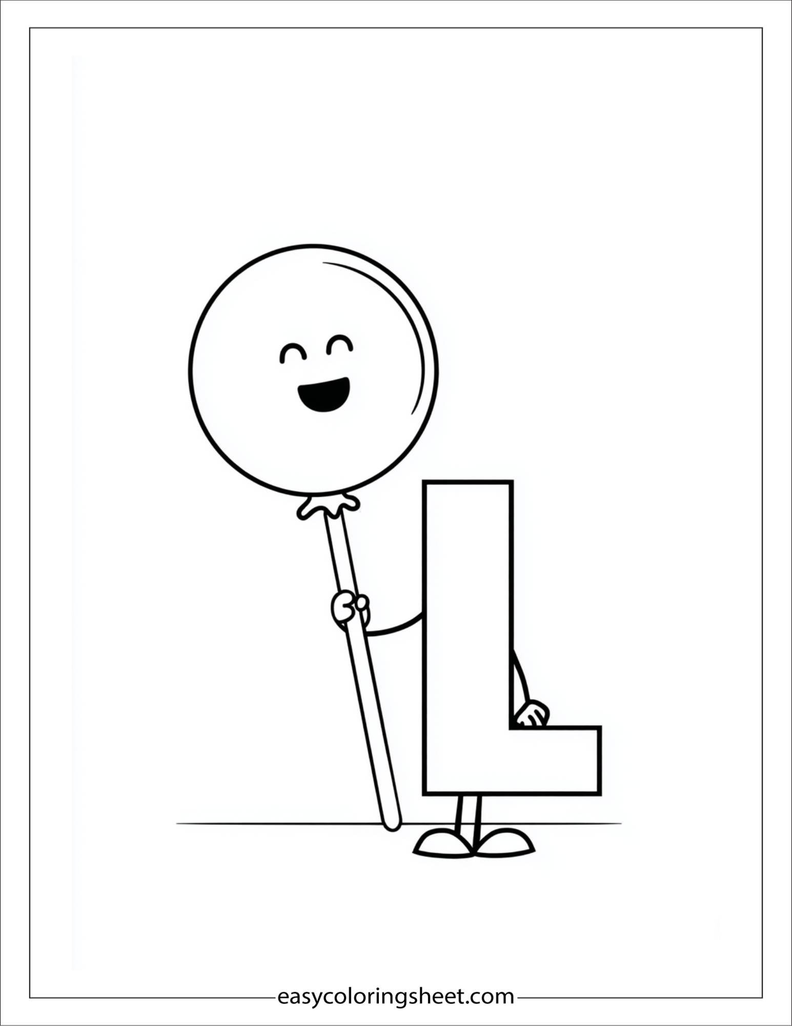 alphabet L lollipop coloring page