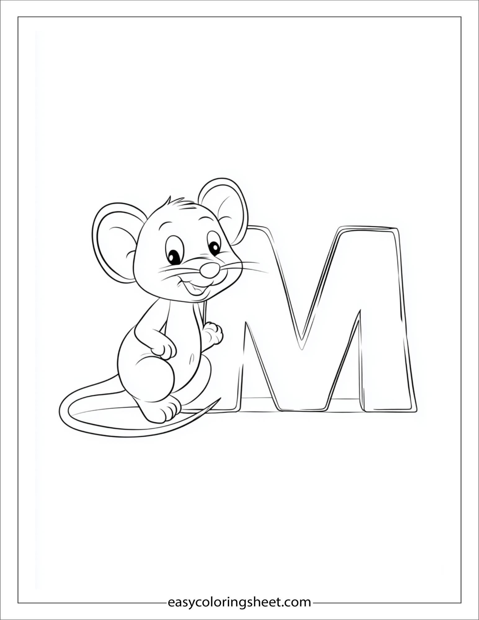 alphabet M mouse coloring page
