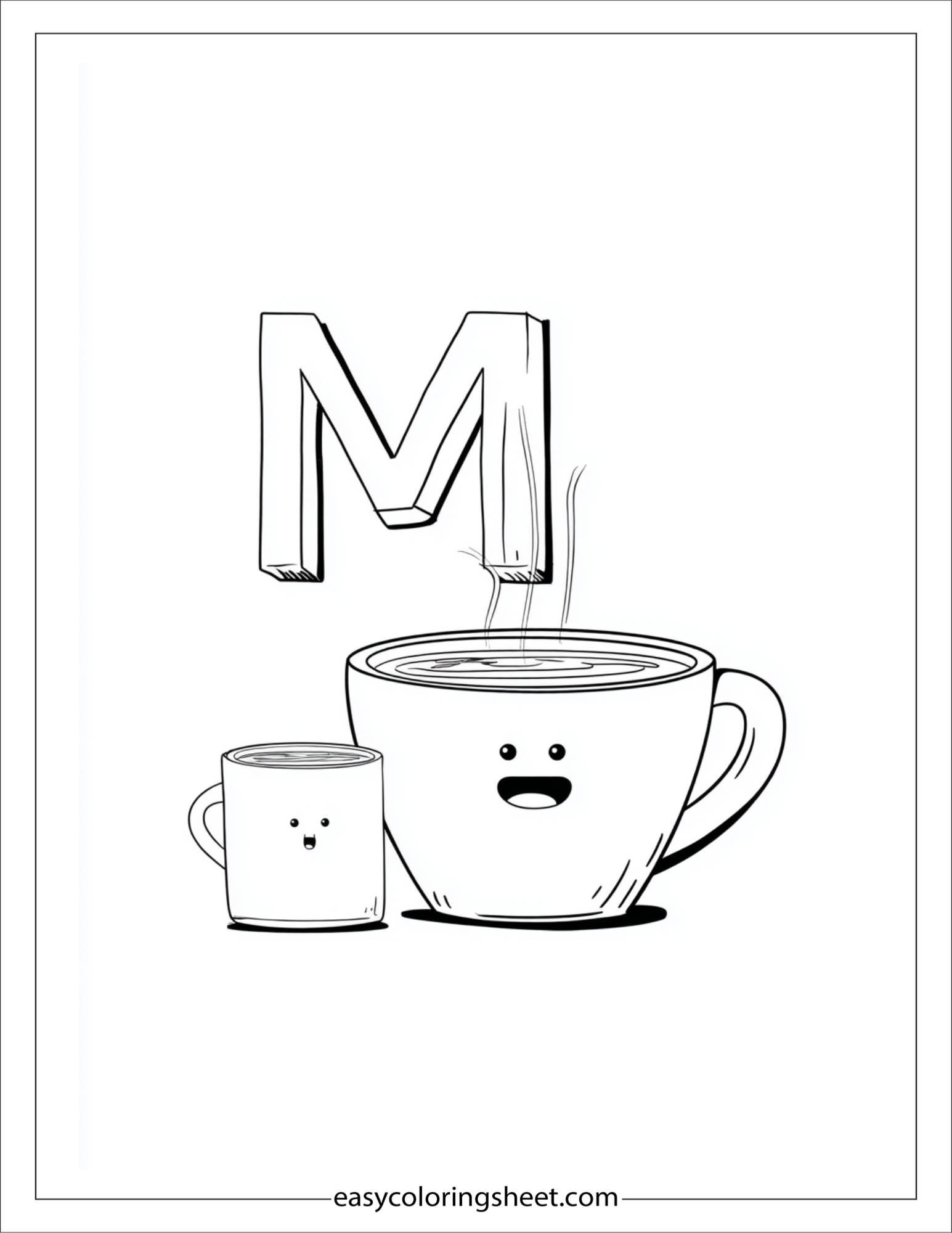 alphabet M mug coloring page