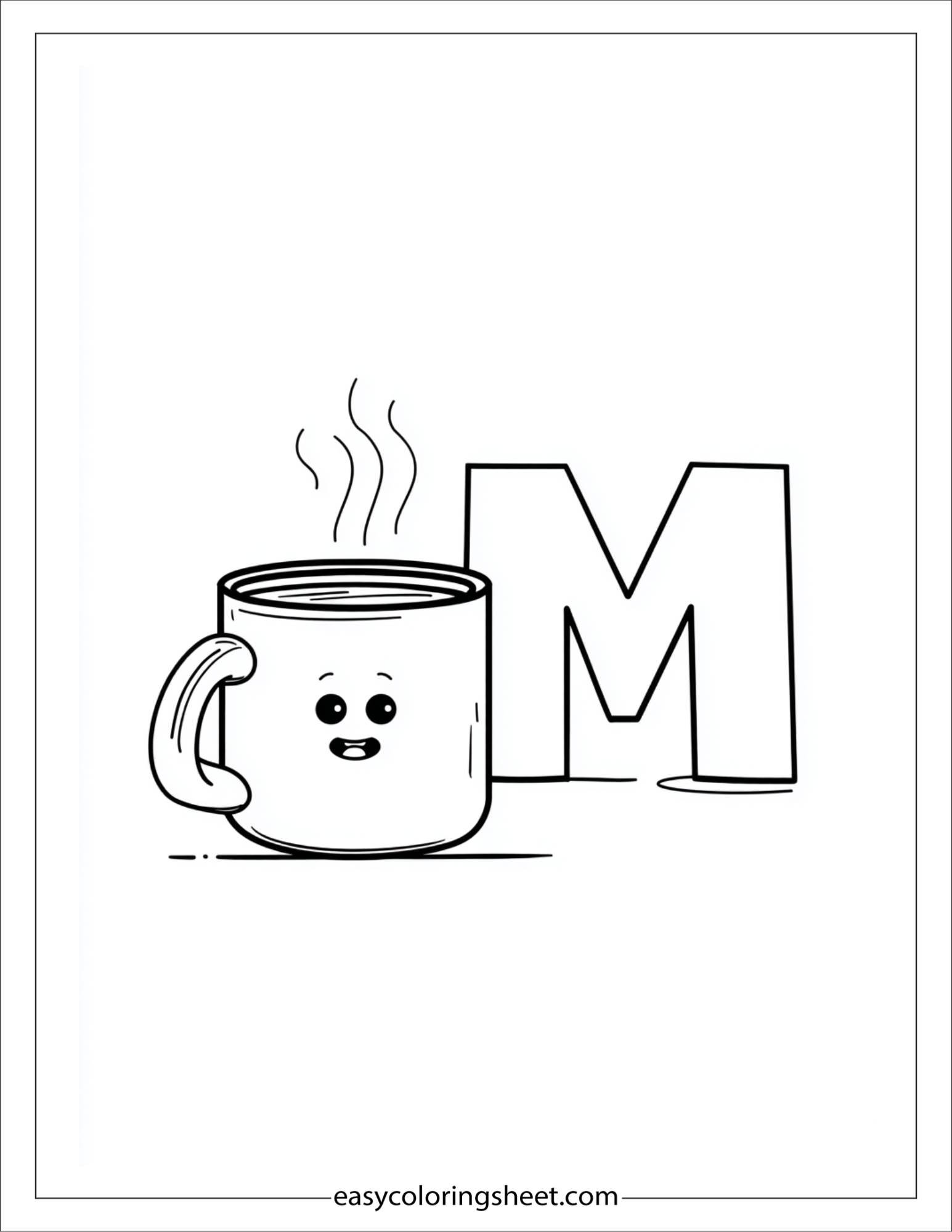 alphabet M mug tea coloring page