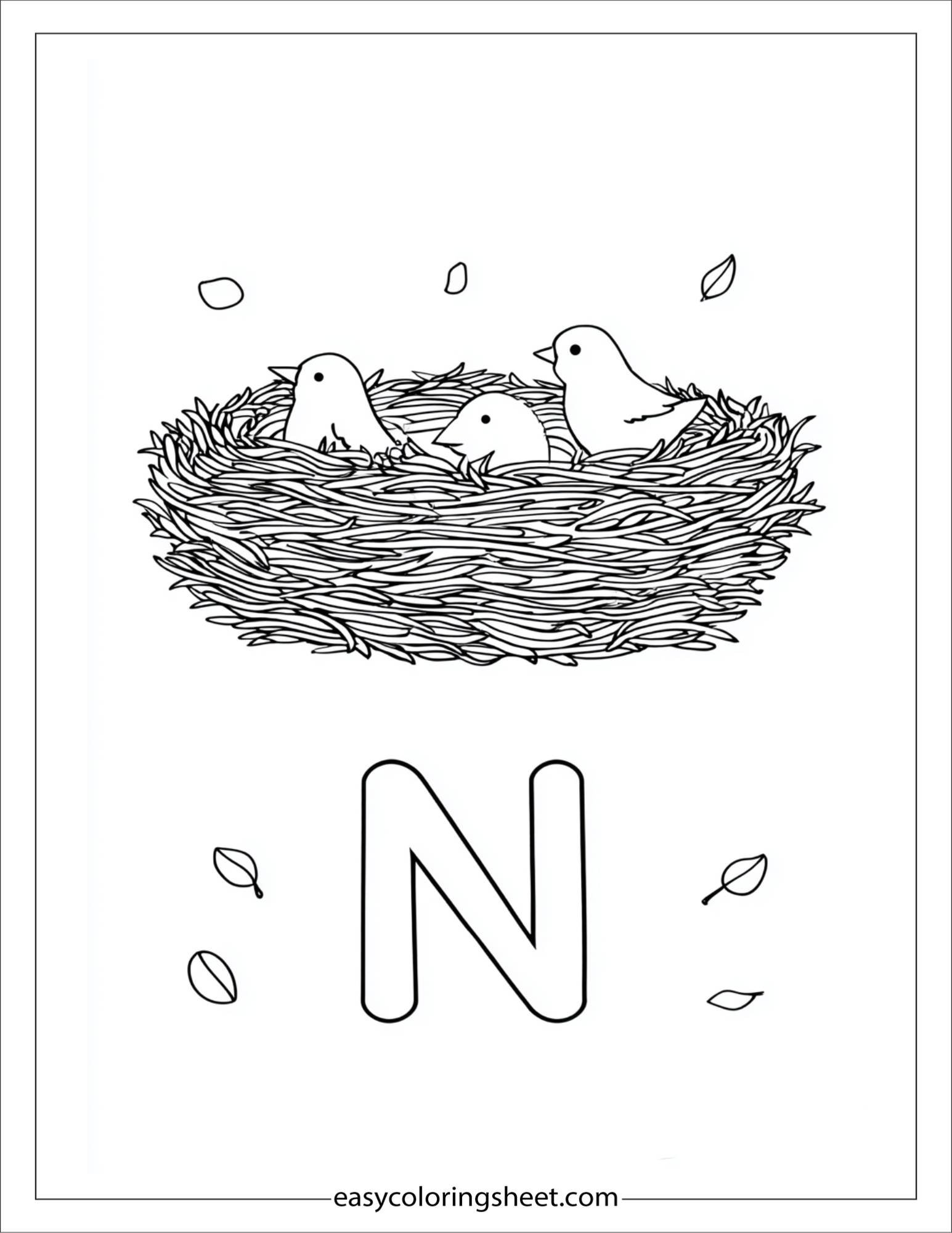 alphabet N coloring page