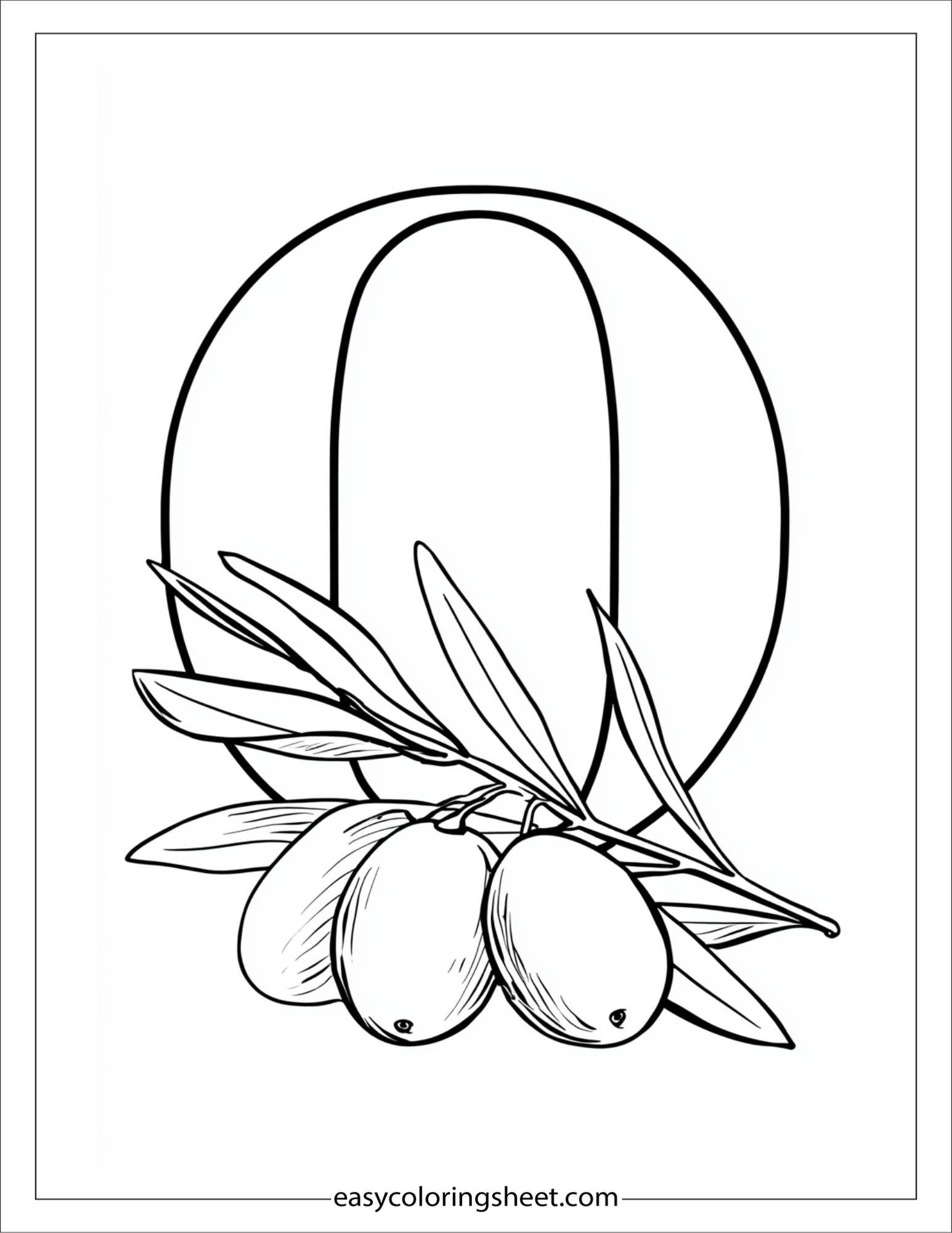 alphabet O olive branch coloring page