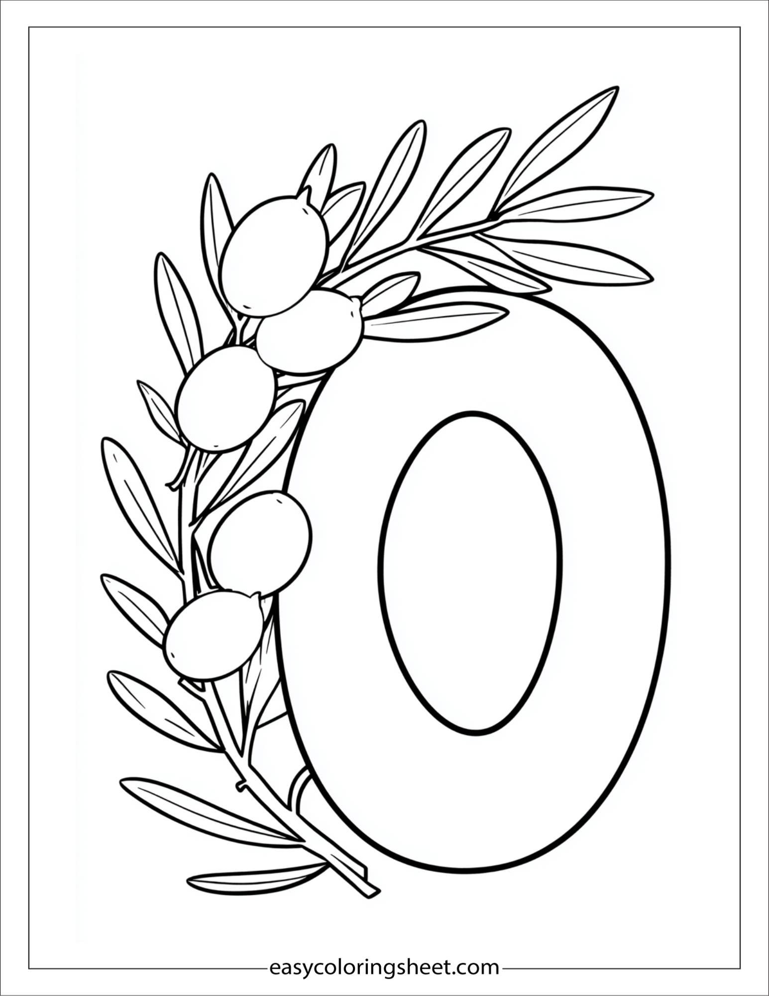 alphabet O olive coloring page