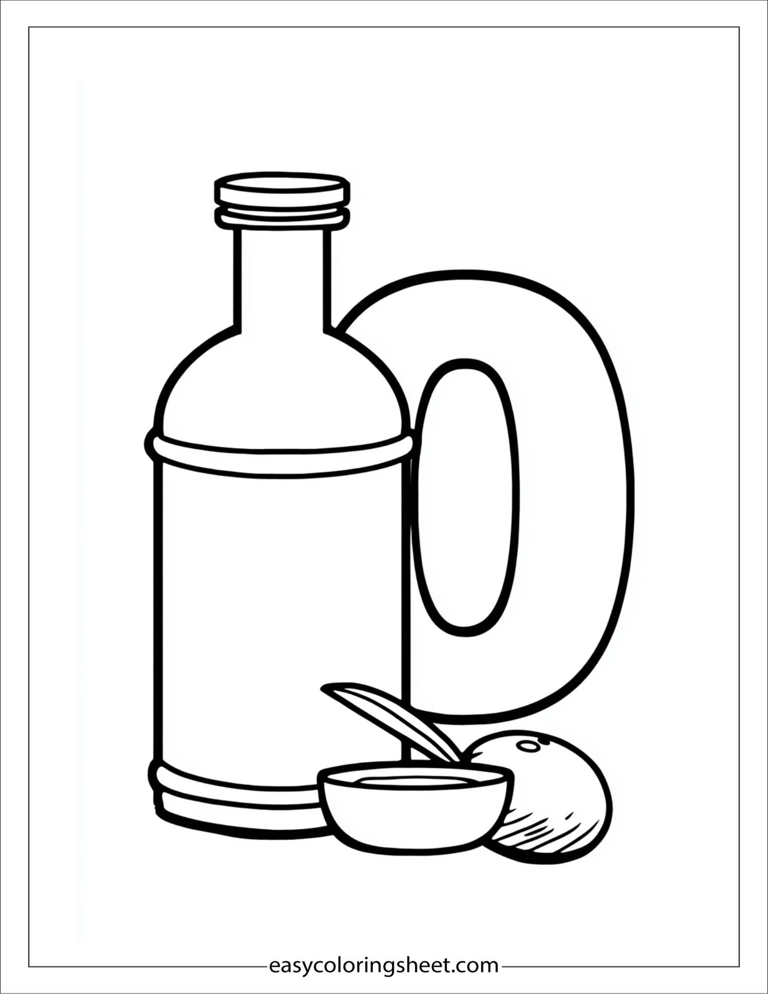 alphabet O olive oil coloring page