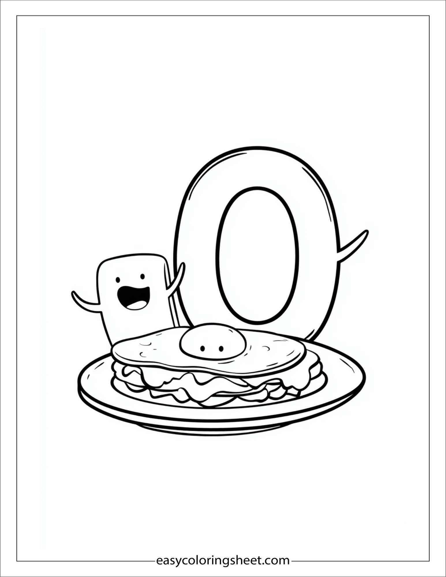 alphabet O omelet coloring page
