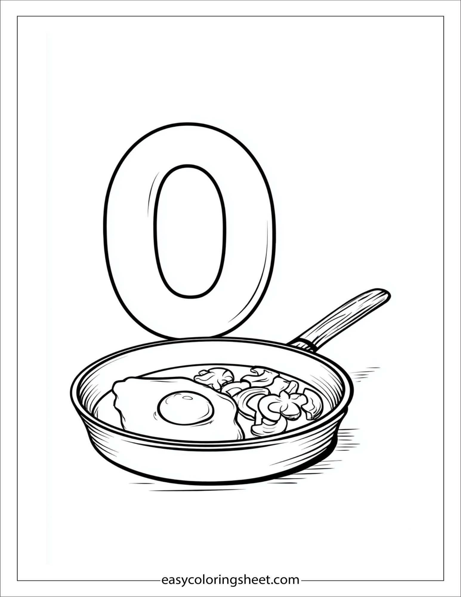 alphabet O omelet pan coloring page
