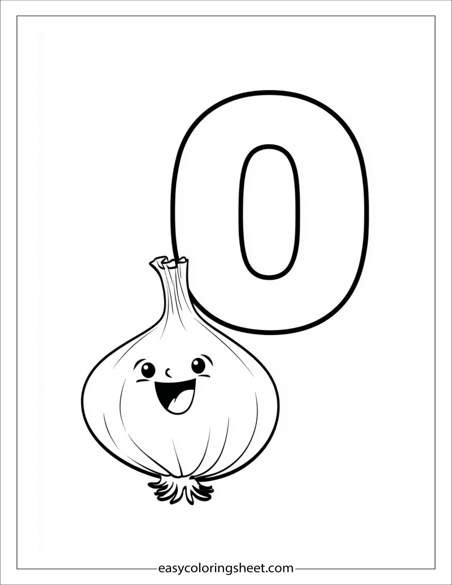 alphabet O onion coloring page