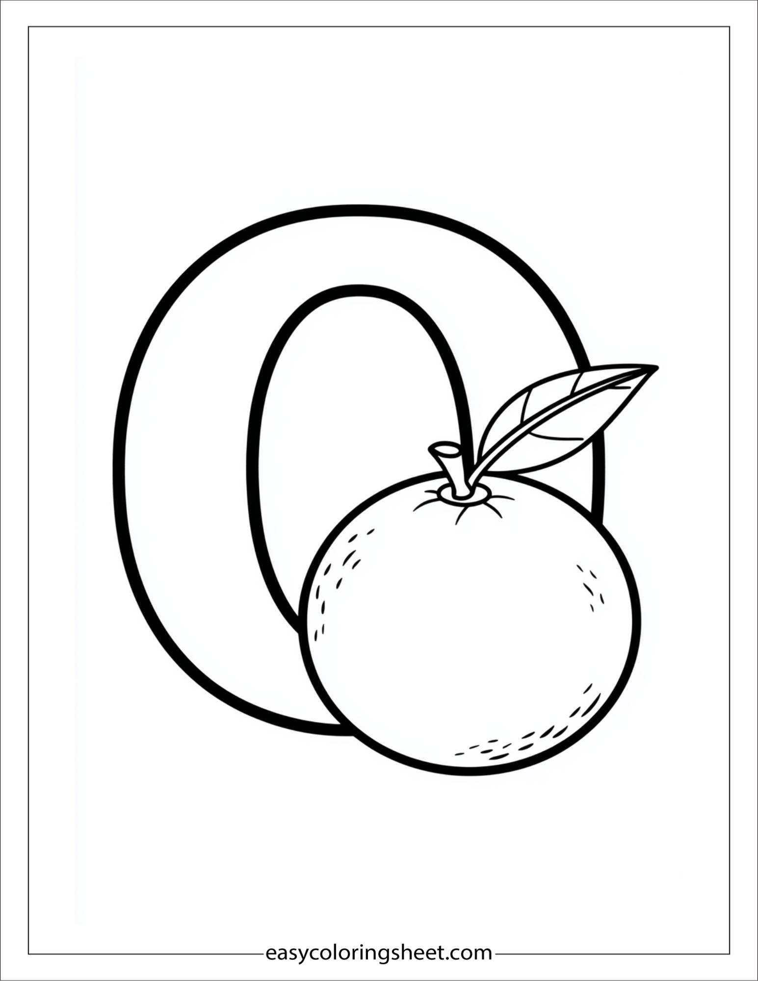 alphabet O orange coloring page