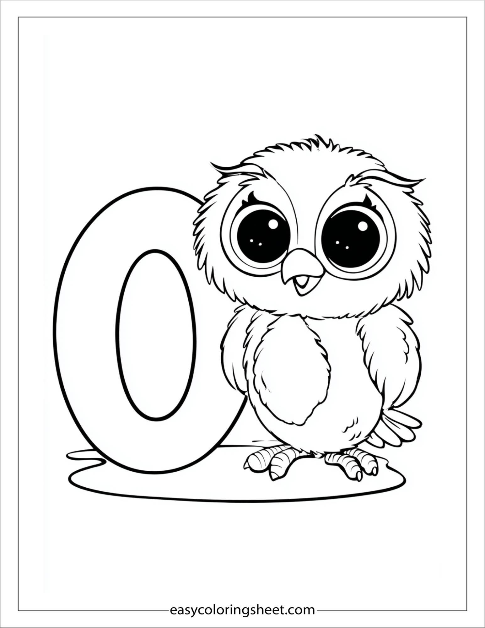 alphabet O owl baby coloring page