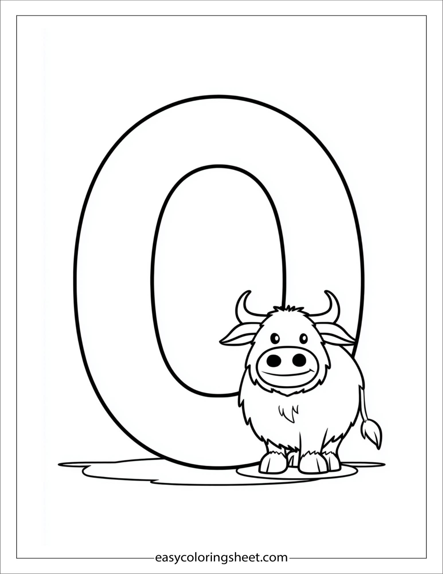 alphabet O ox coloring page