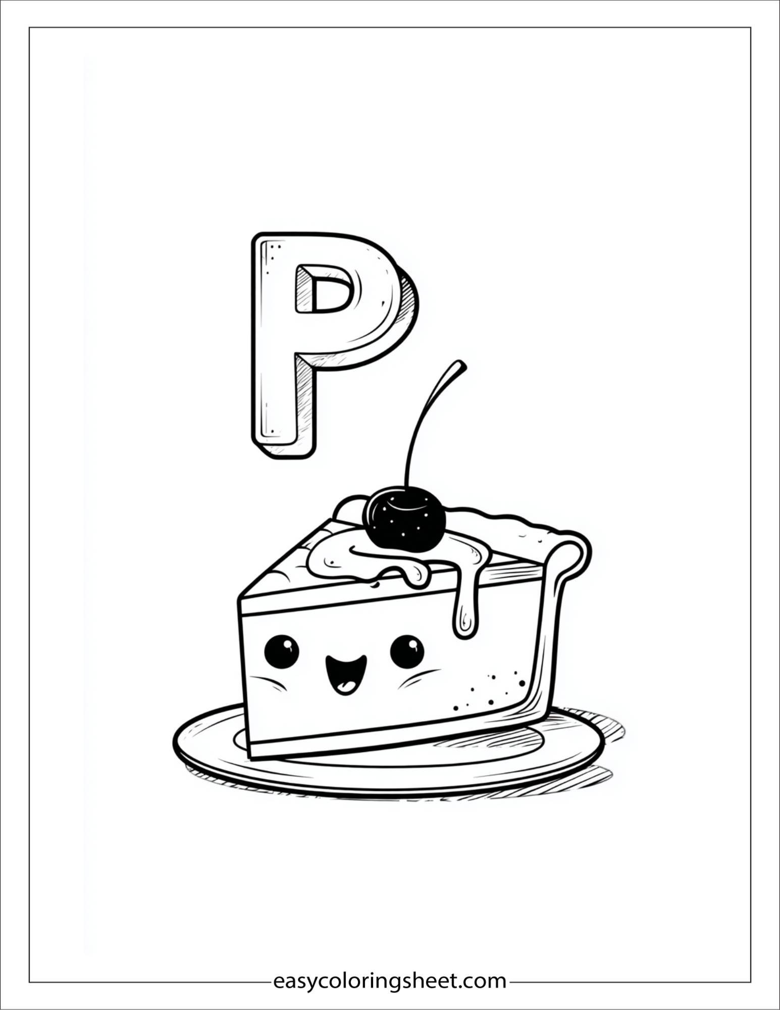 alphabet P pineapple cake coloring page