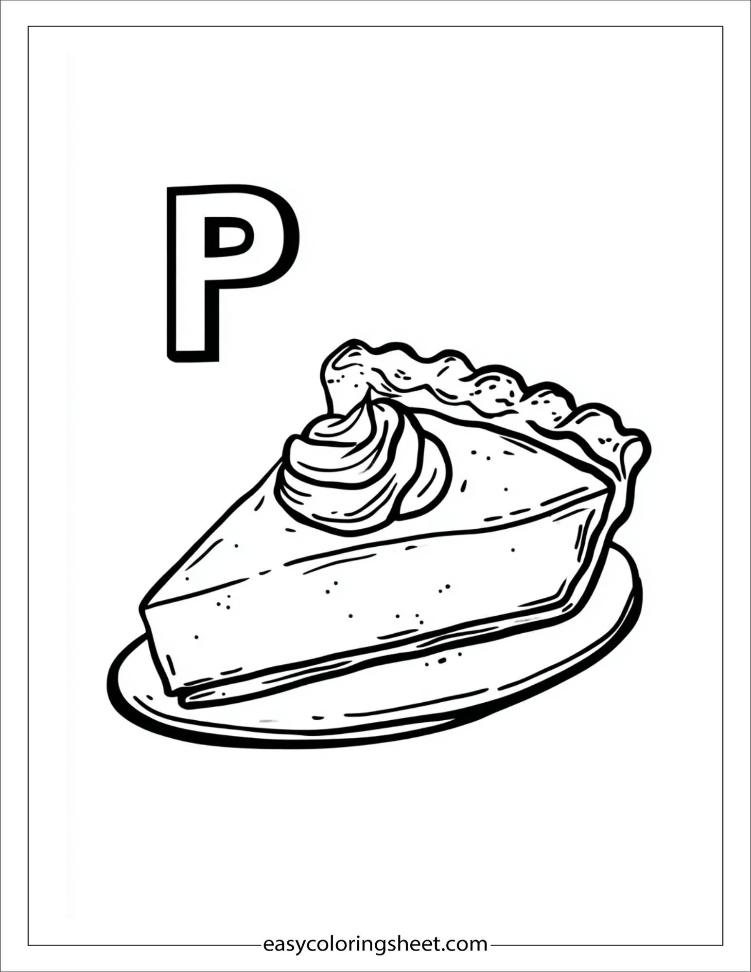 alphabet P pumpkin pie coloring page