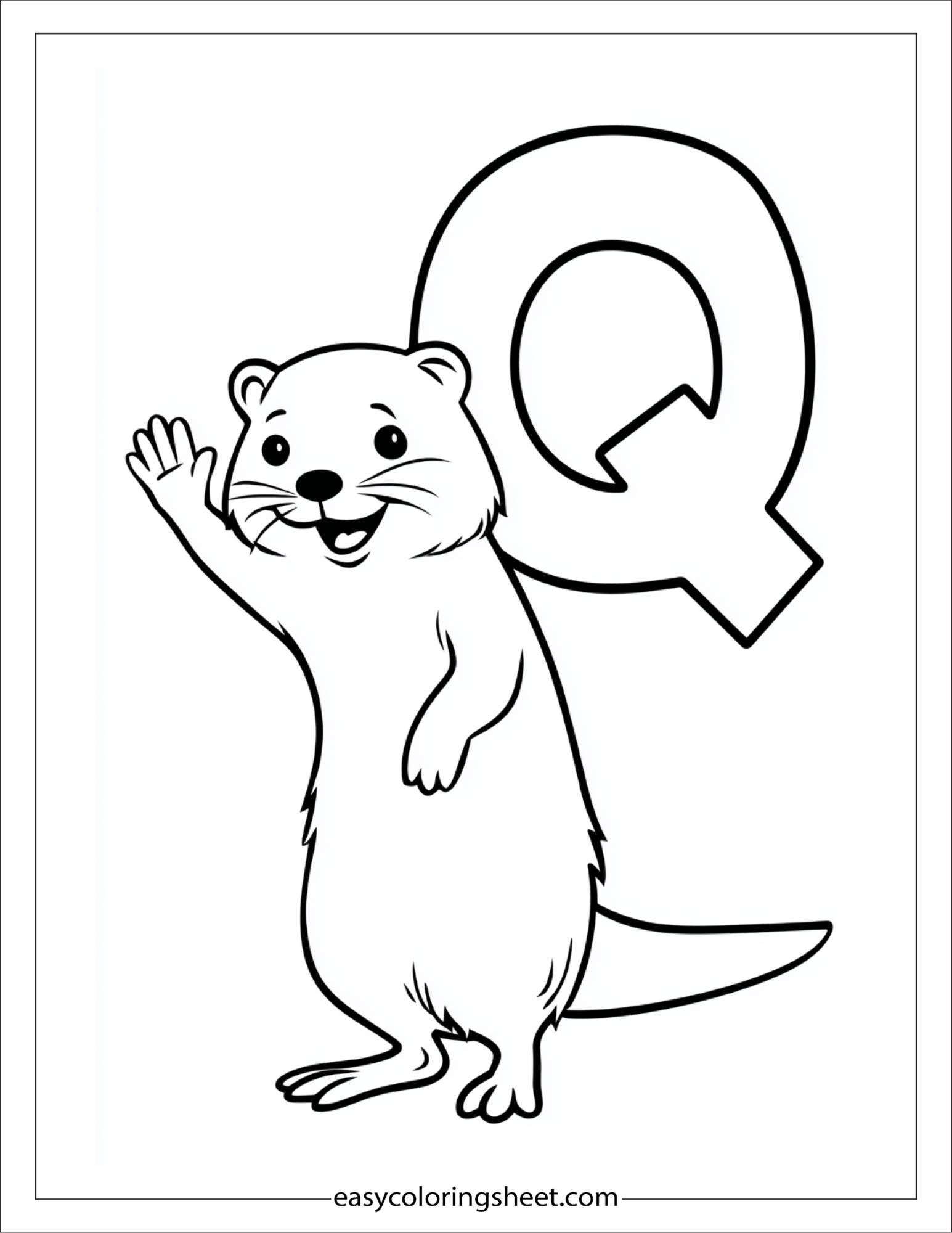 alphabet Q a quokka smile coloring page