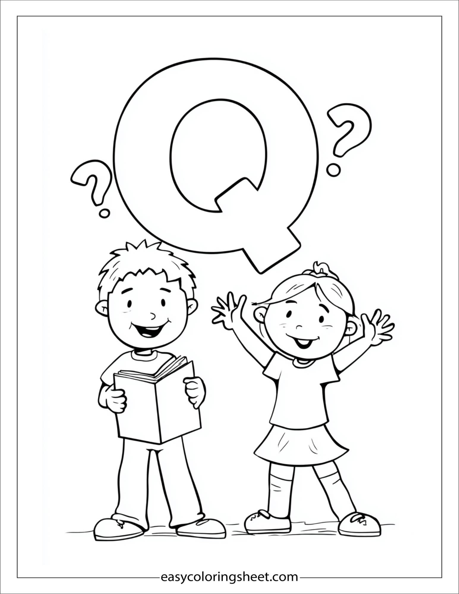 alphabet Q question book coloring page
