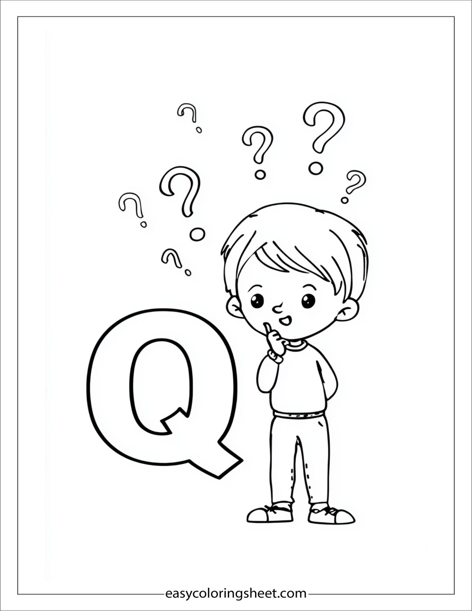 alphabet Q question face coloring page