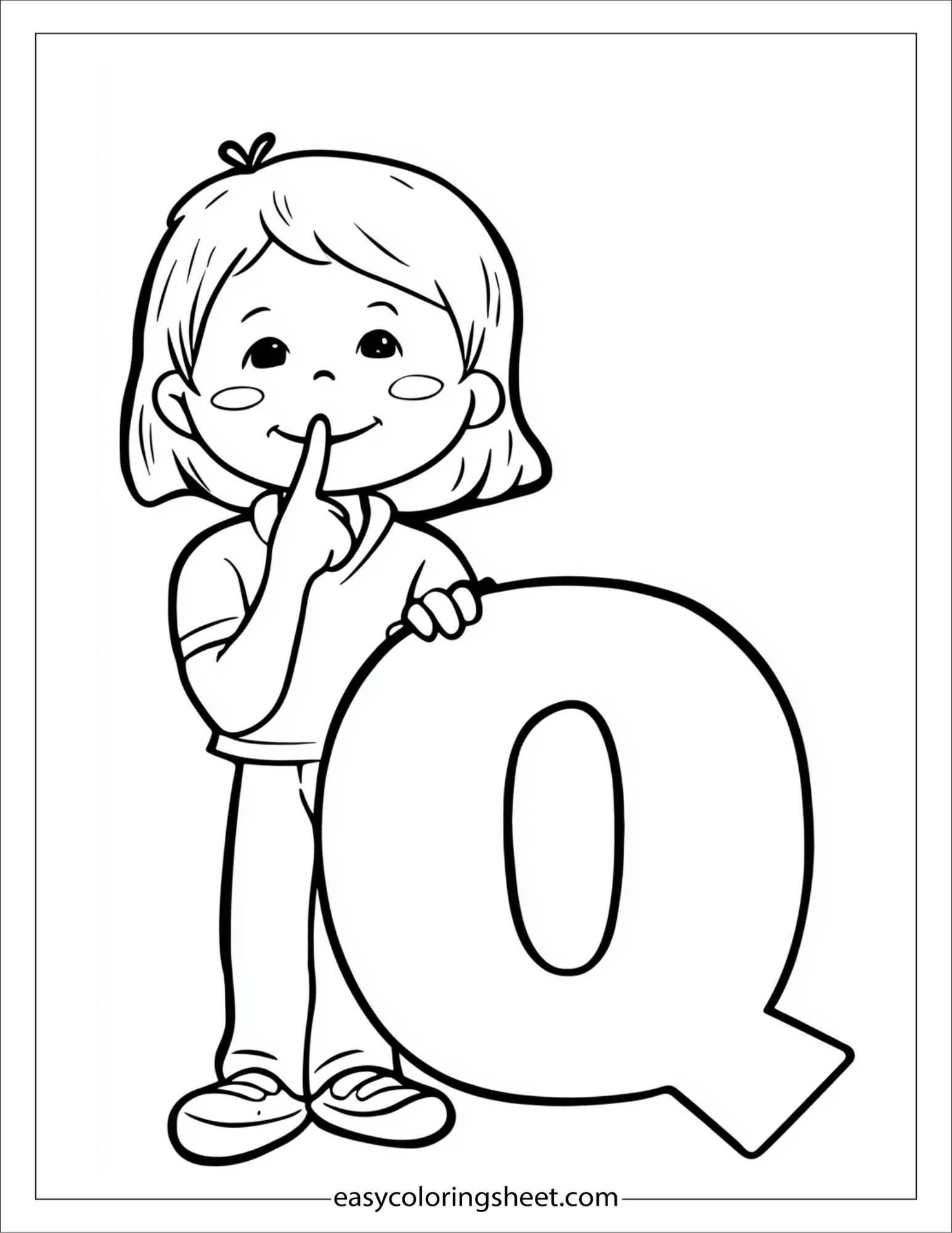 alphabet Q quiet coloring page