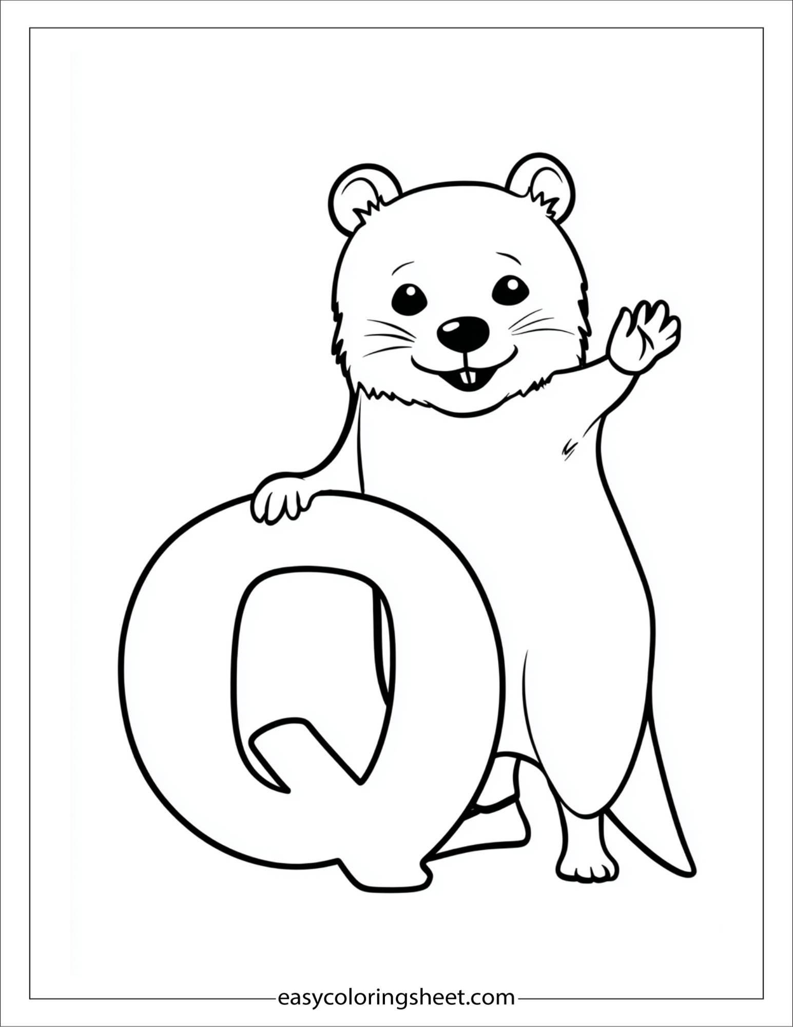 alphabet Q quokka coloring page