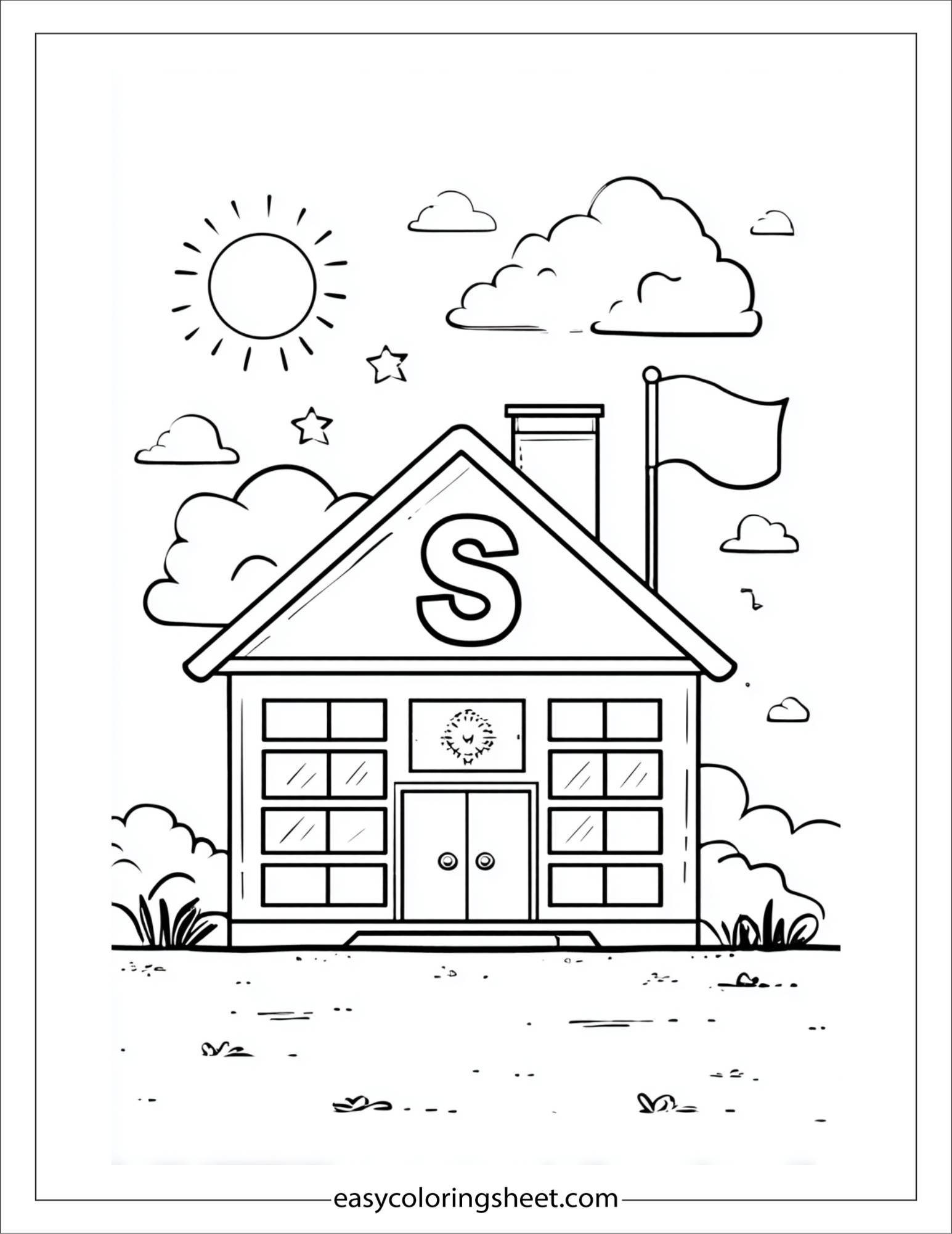 alphabet S school coloring page