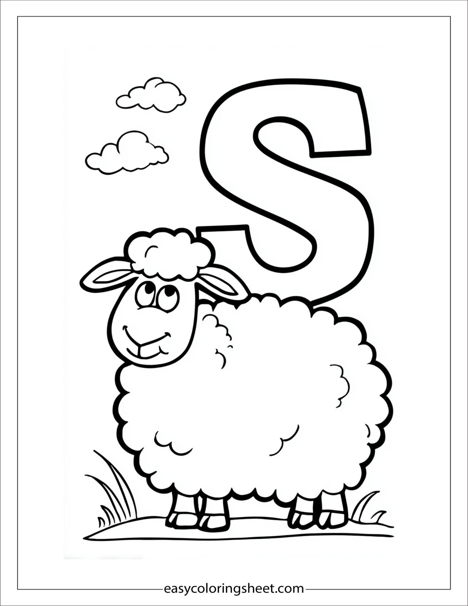 alphabet S sheep coloring page
