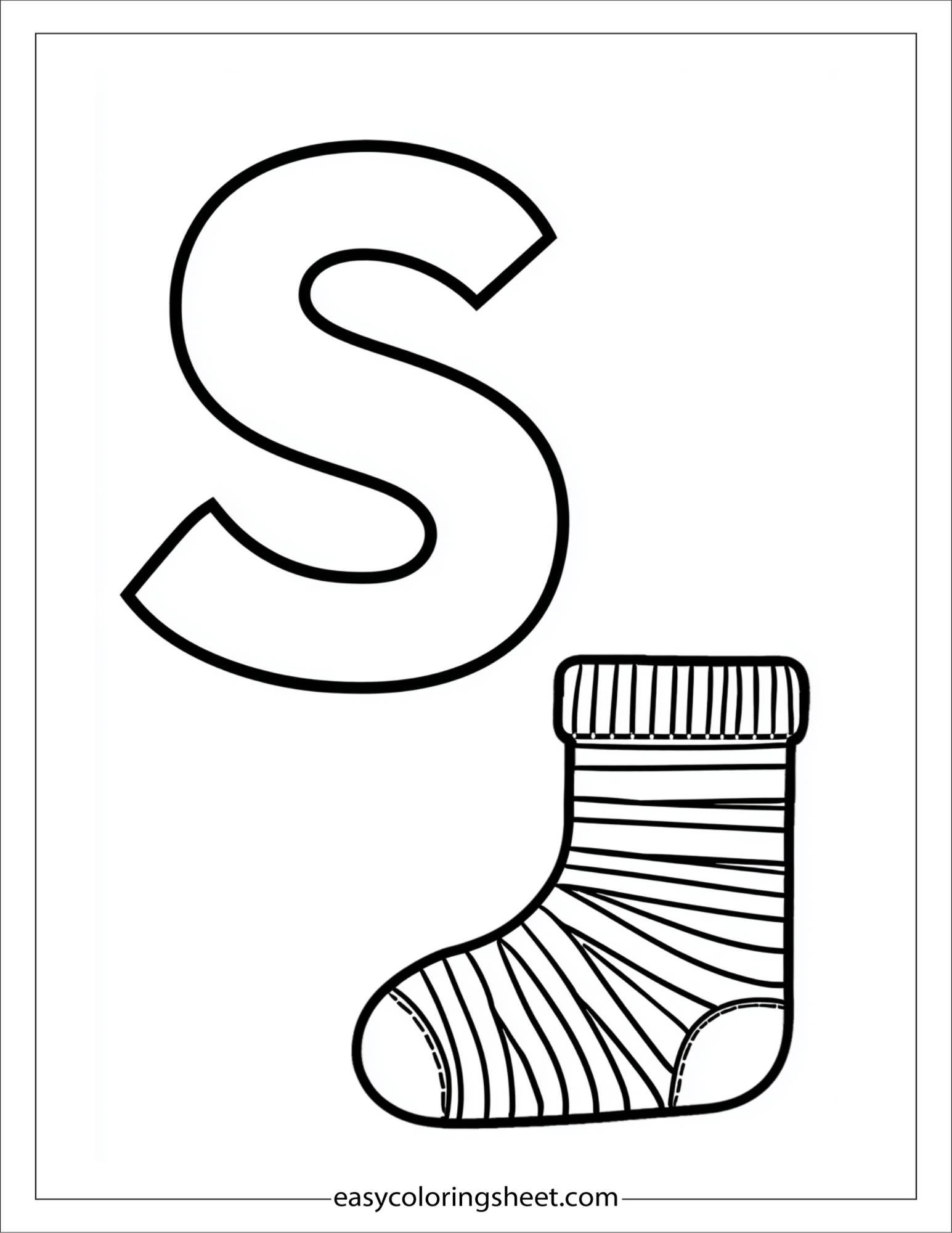 alphabet S sock coloring page
