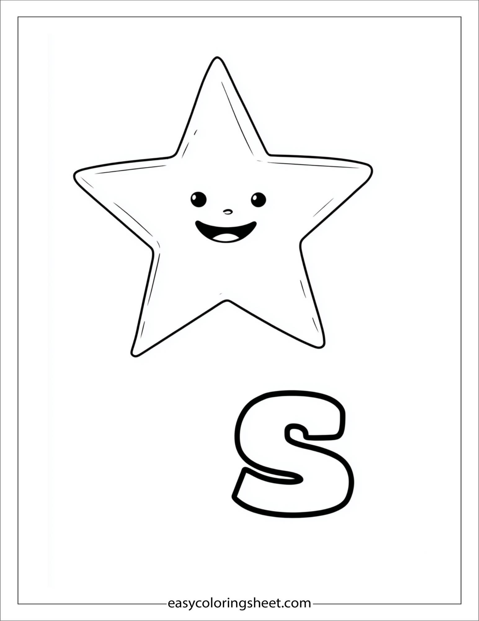 alphabet S star coloring page