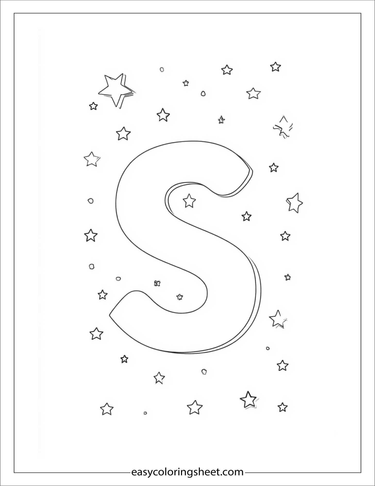 alphabet S starry night coloring page