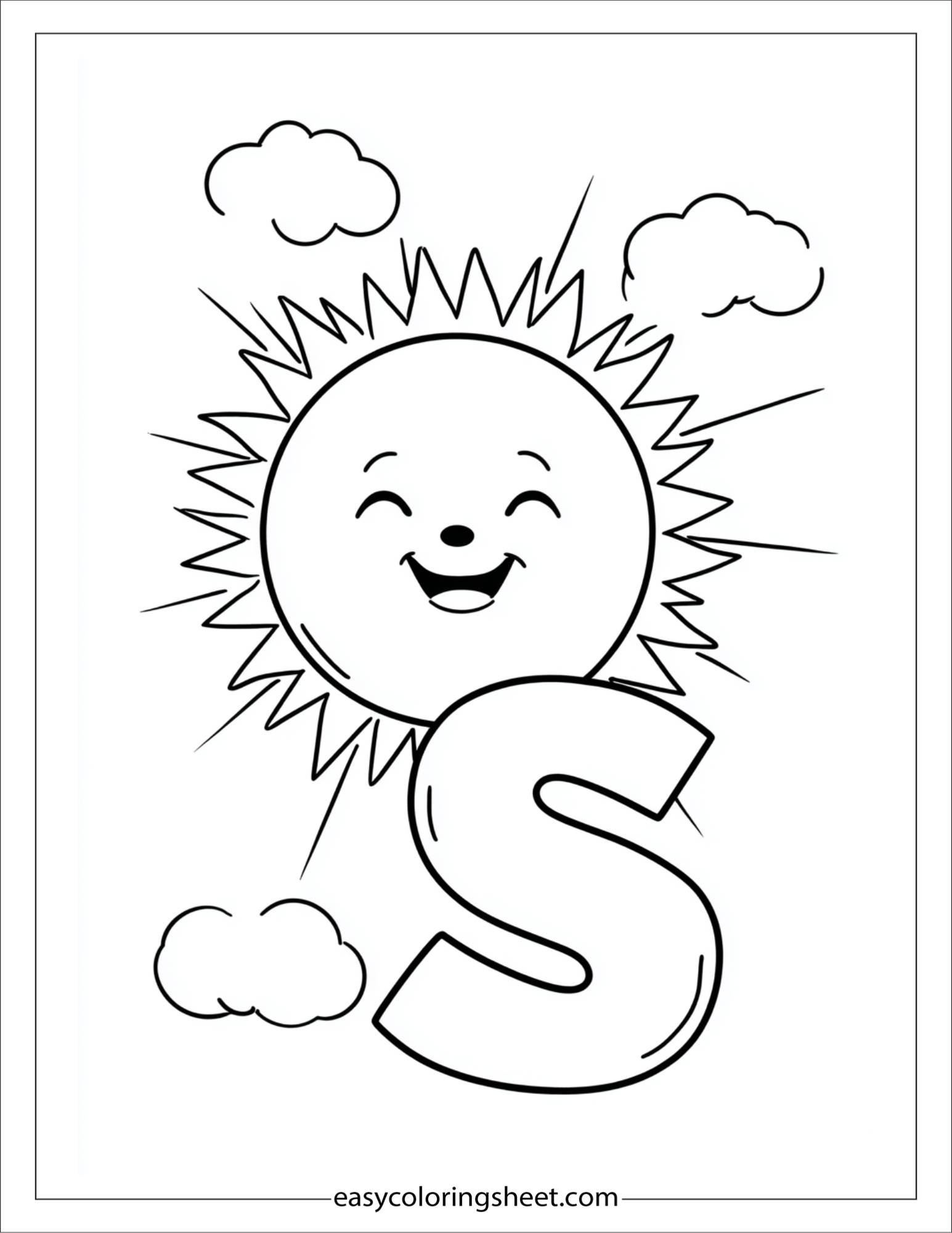 alphabet S sunshine coloring page