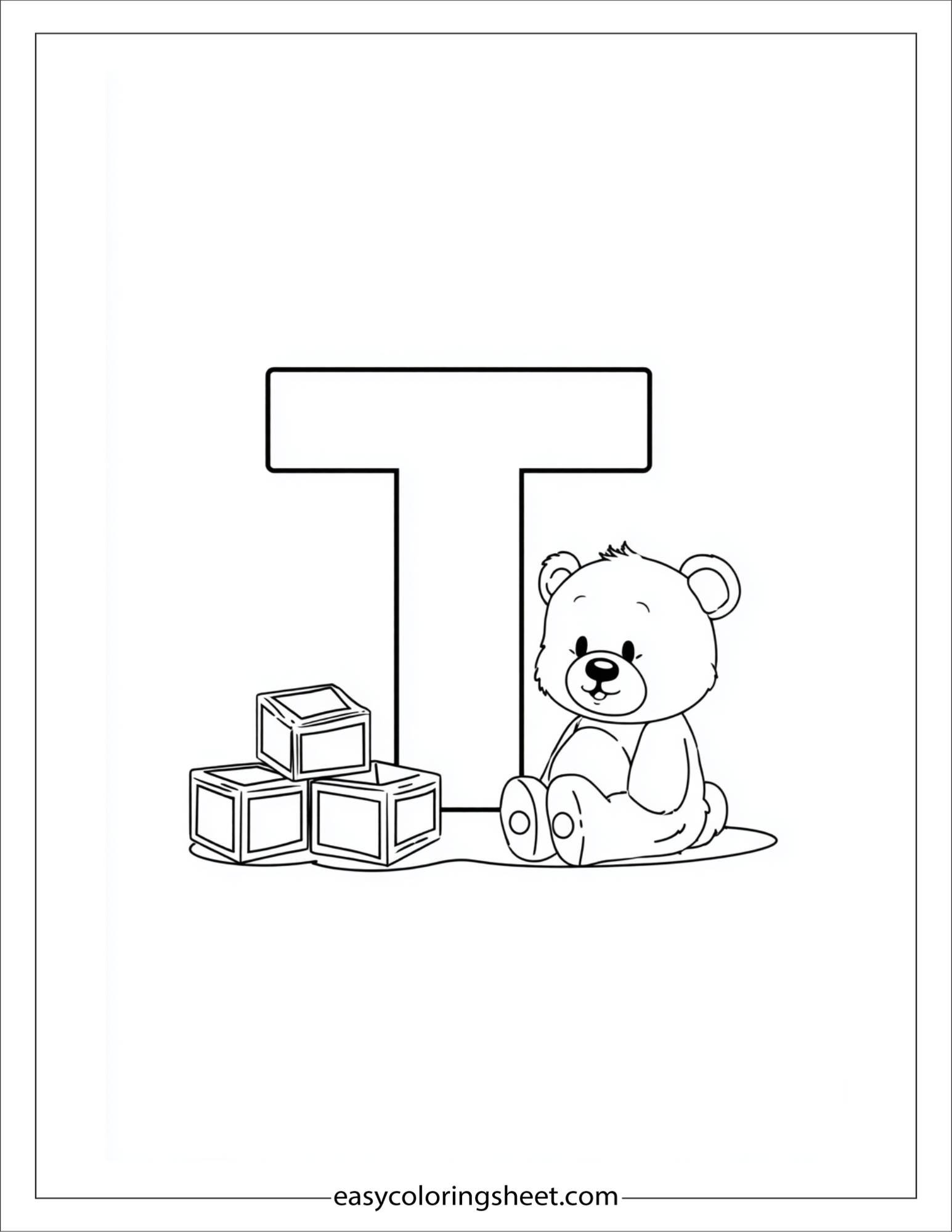 alphabet T toy coloring page