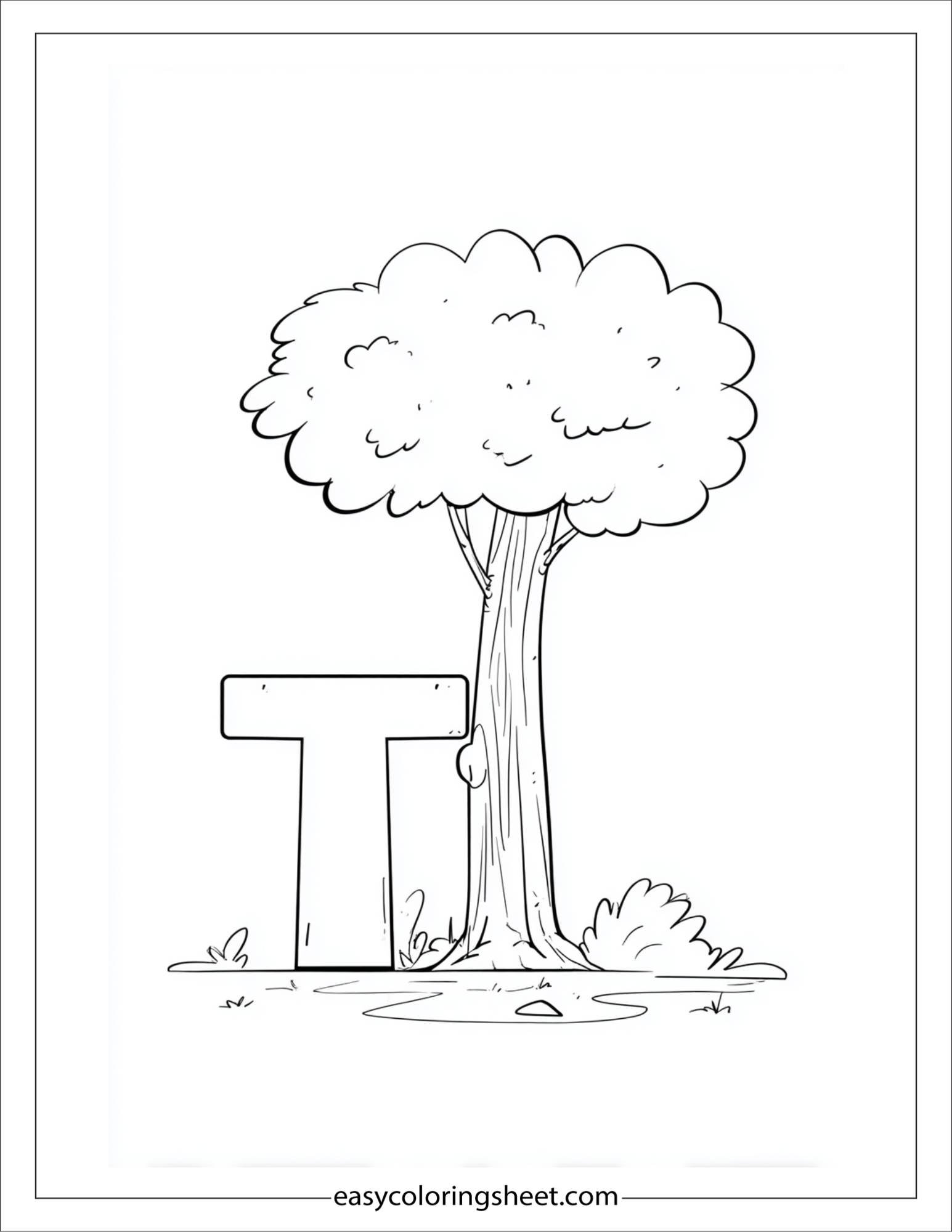 alphabet T tree coloring page