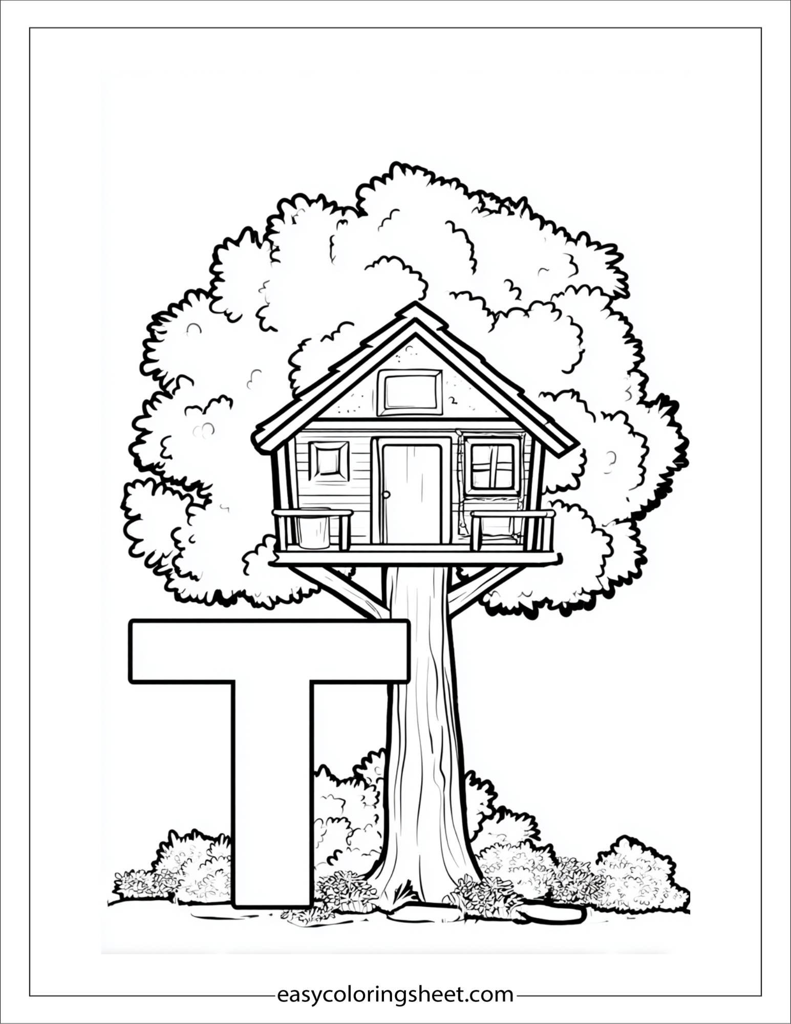 alphabet T turtle pond coloring page