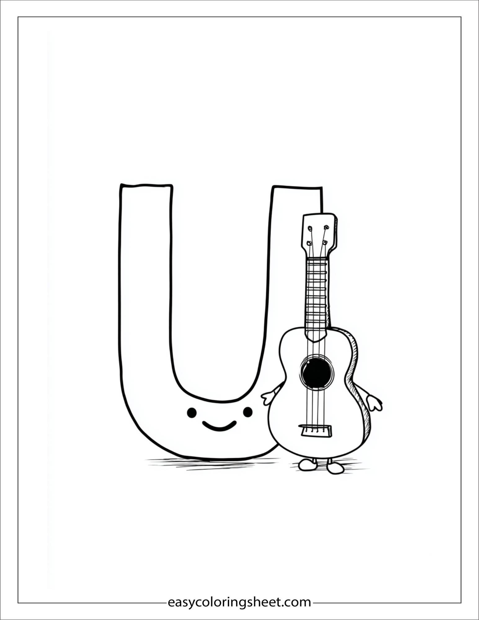 alphabet U ukulele coloring page