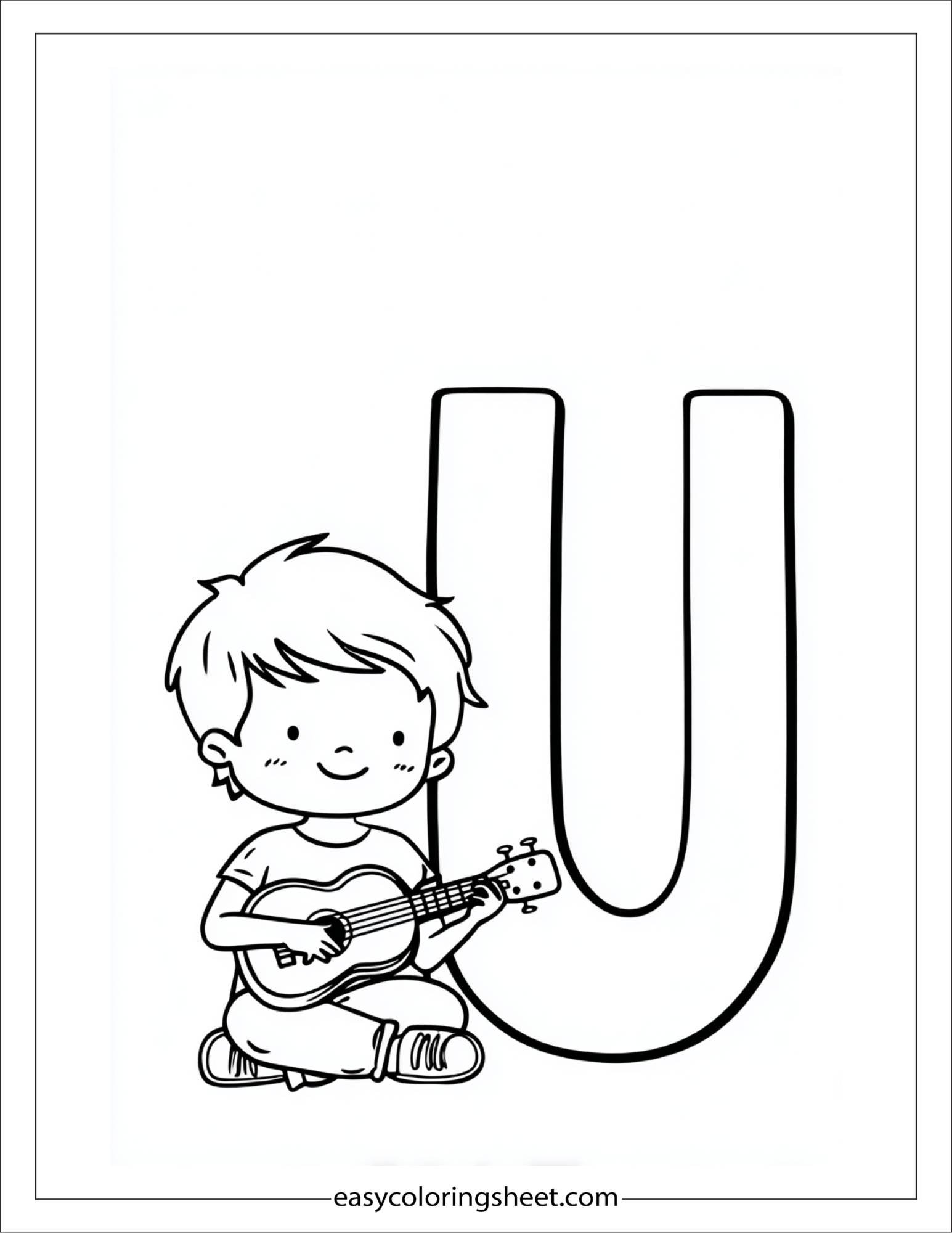 alphabet U ukulele song coloring page