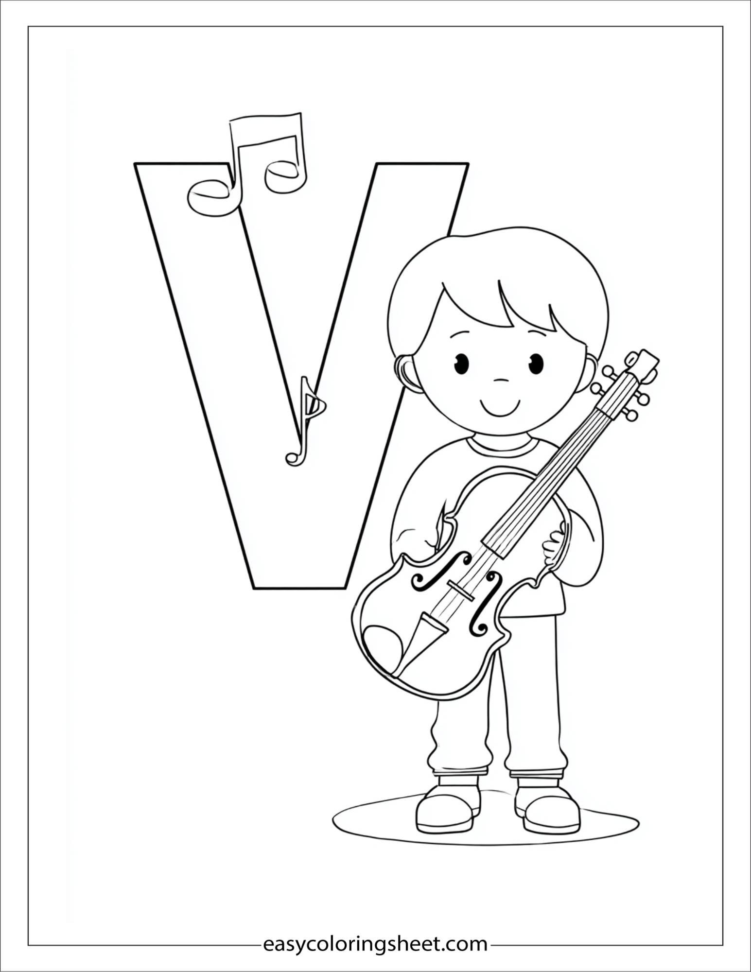 alphabet V coloring page