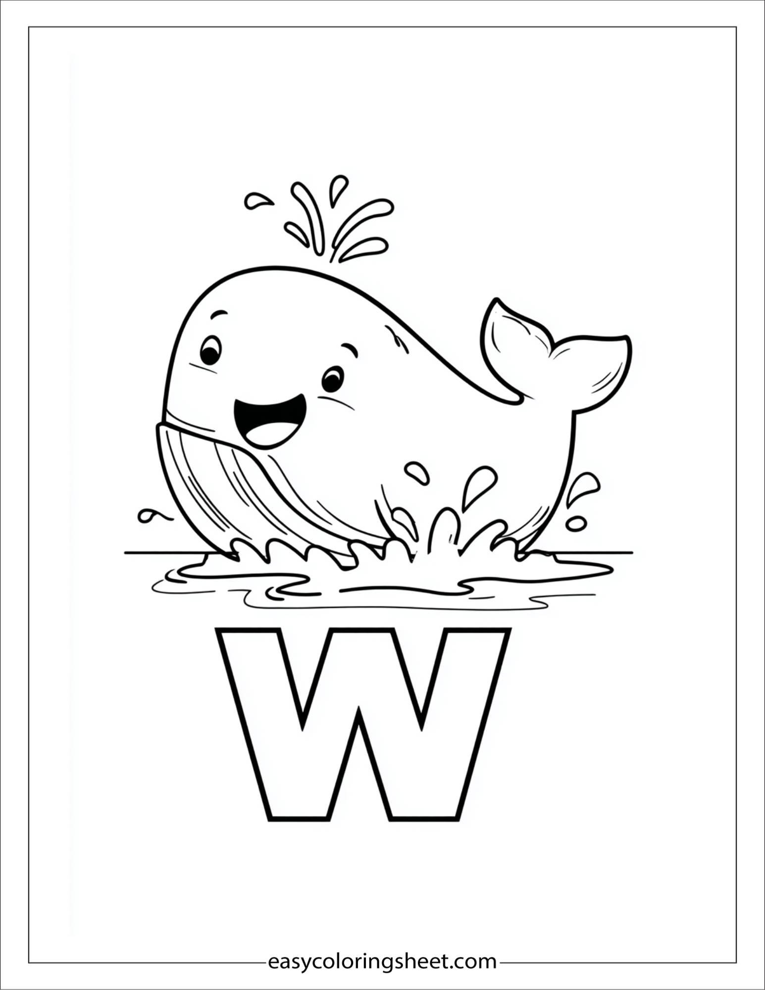 alphabet W coloring page