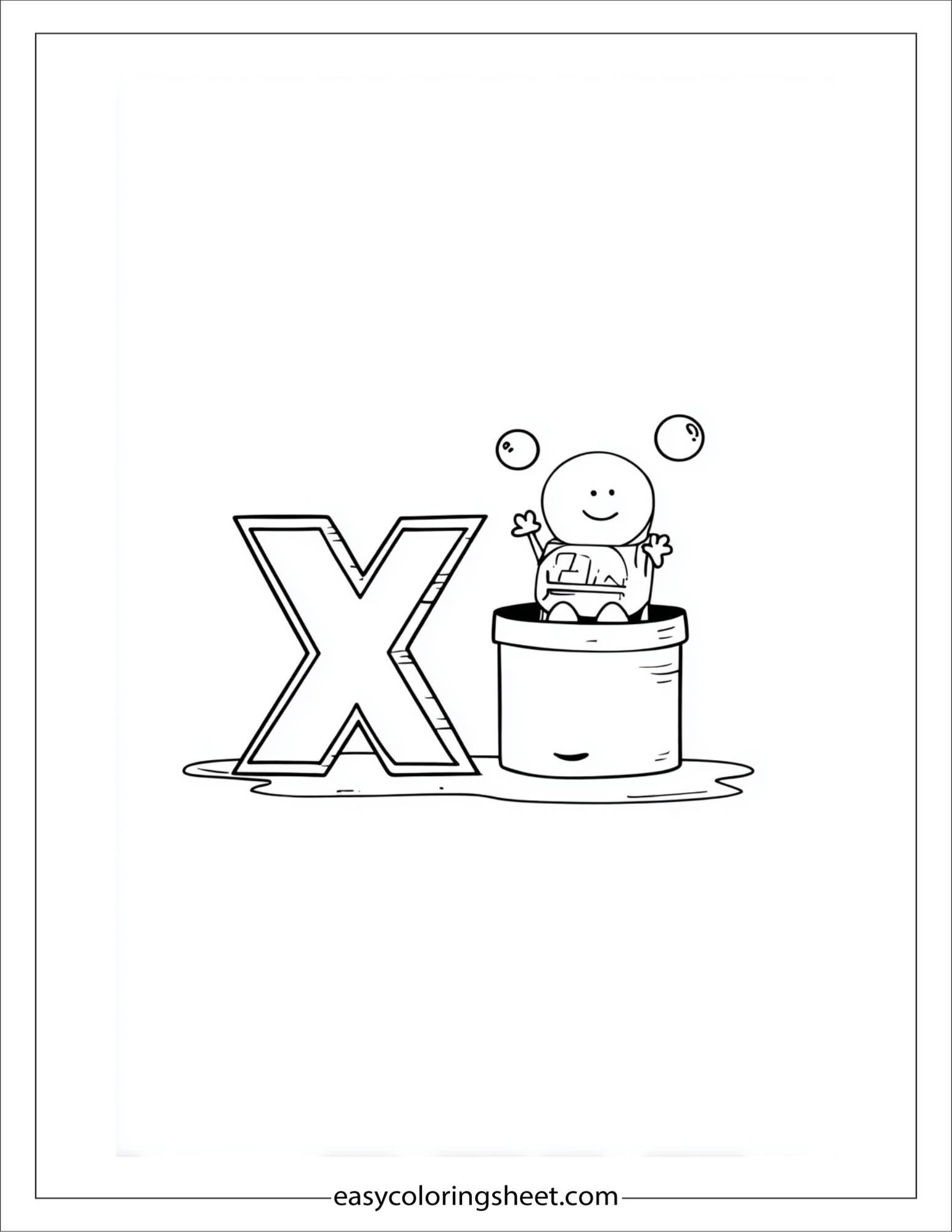 alphabet X box surprise coloring page